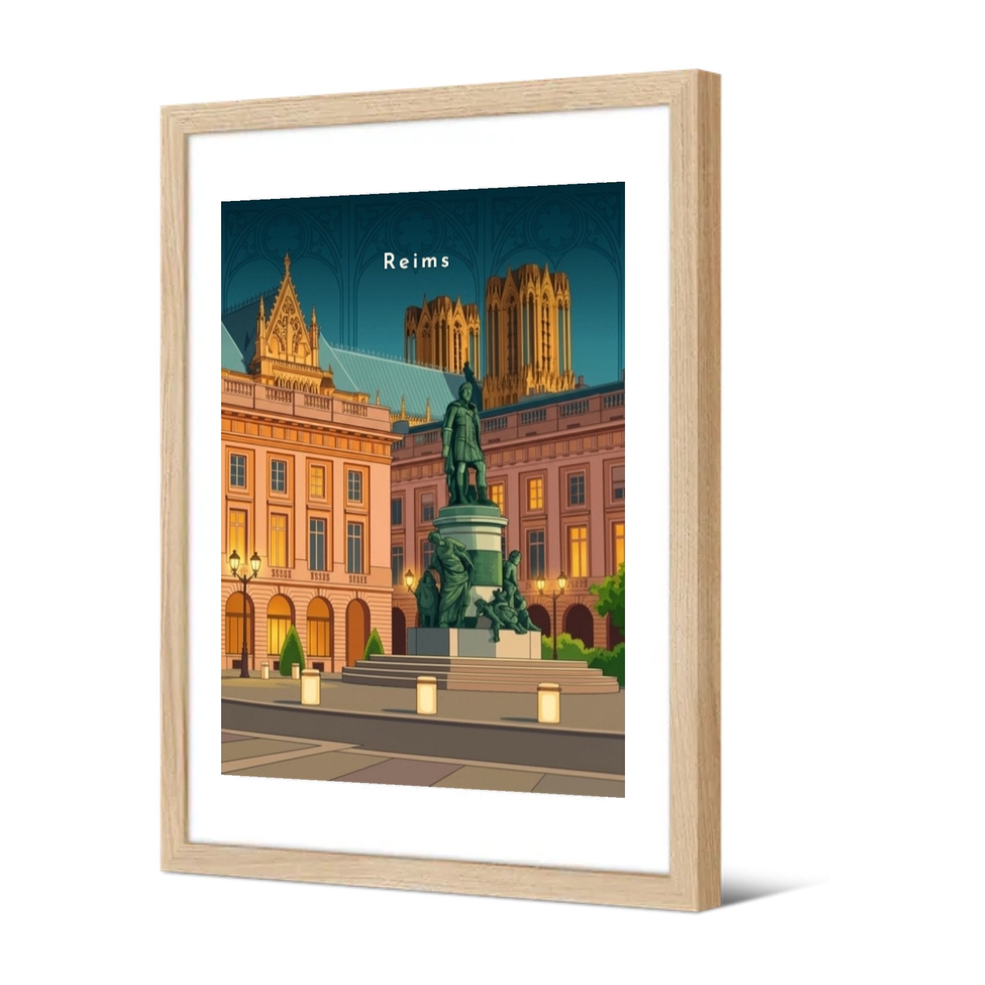 La place Royale au crépuscule — Pôdevache, encadrée, vue de trois quarts