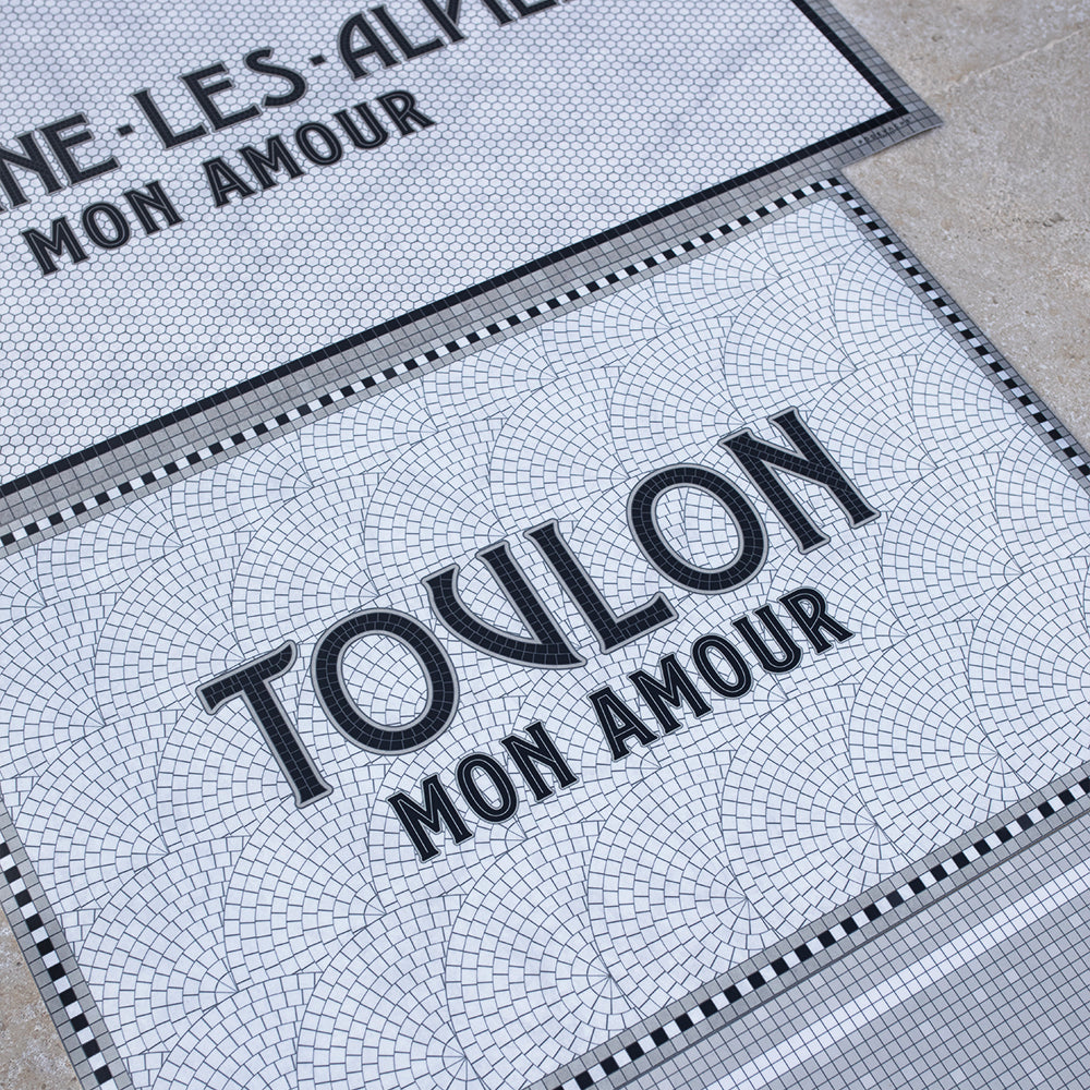 Gray Mosaic Personalized Vinyl Rug