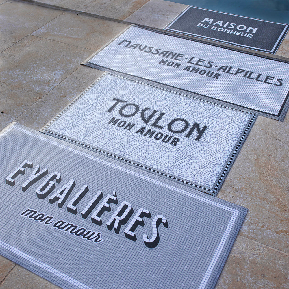 Tapis vinyle personnalisé Mosaïc Gris