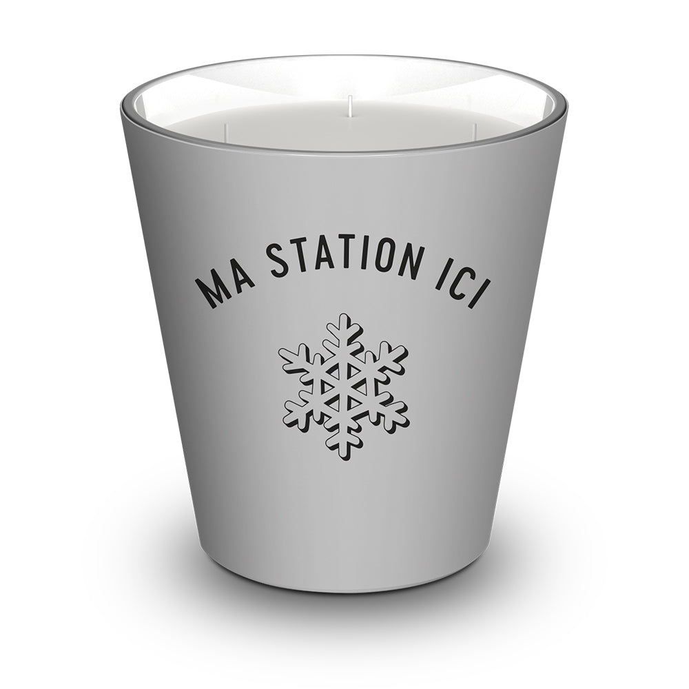 Personalized scented candle Snowflake Gray - Sandalwood / Vanilla / Musk