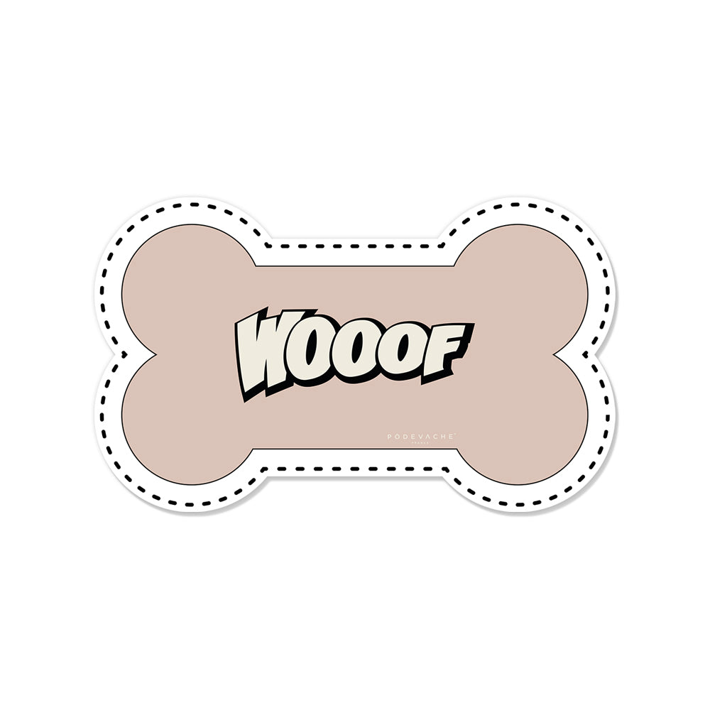 Tapis gamelle vinyle Wooof en forme d'os - Chien