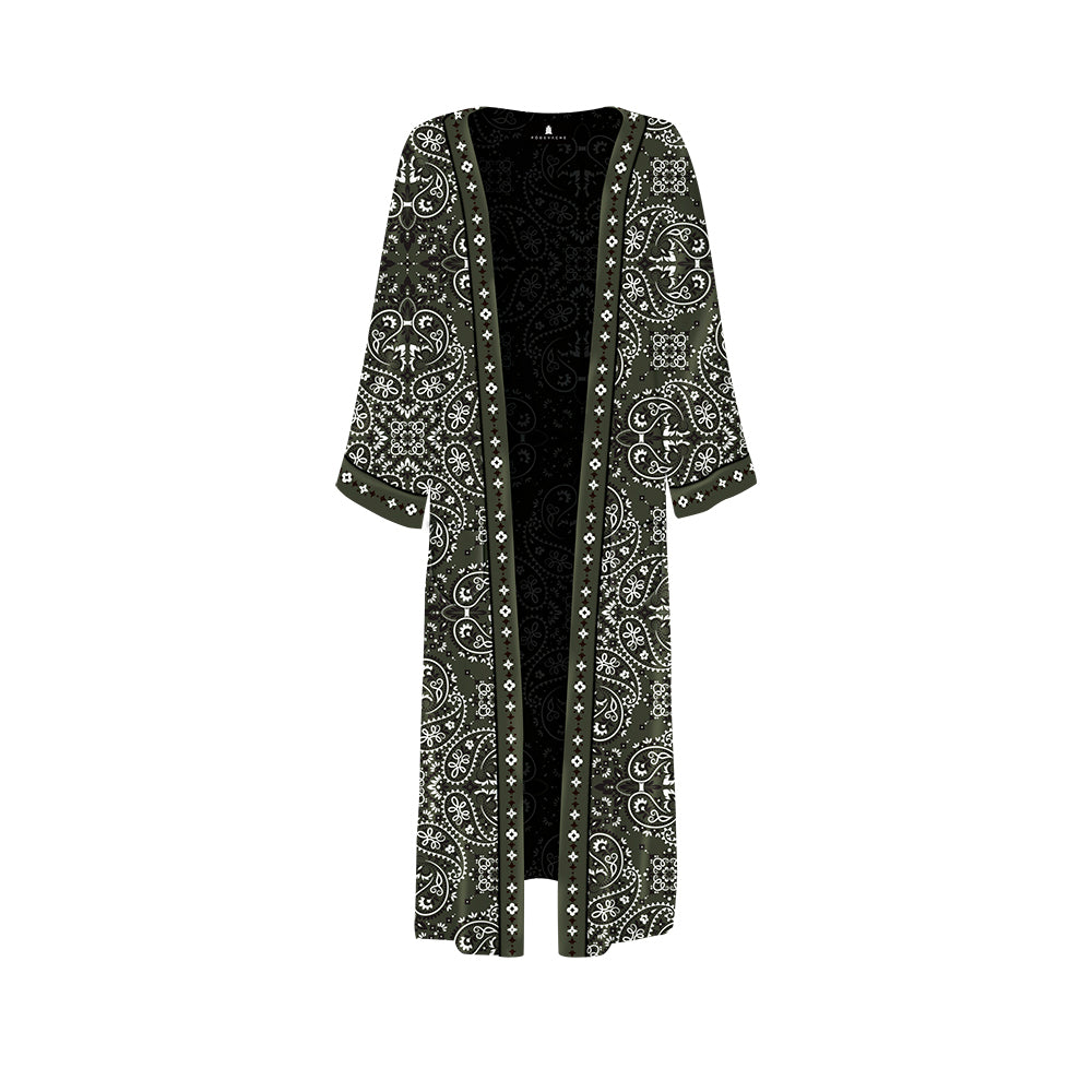 Animal Love Leopard Long Kimono - Blue