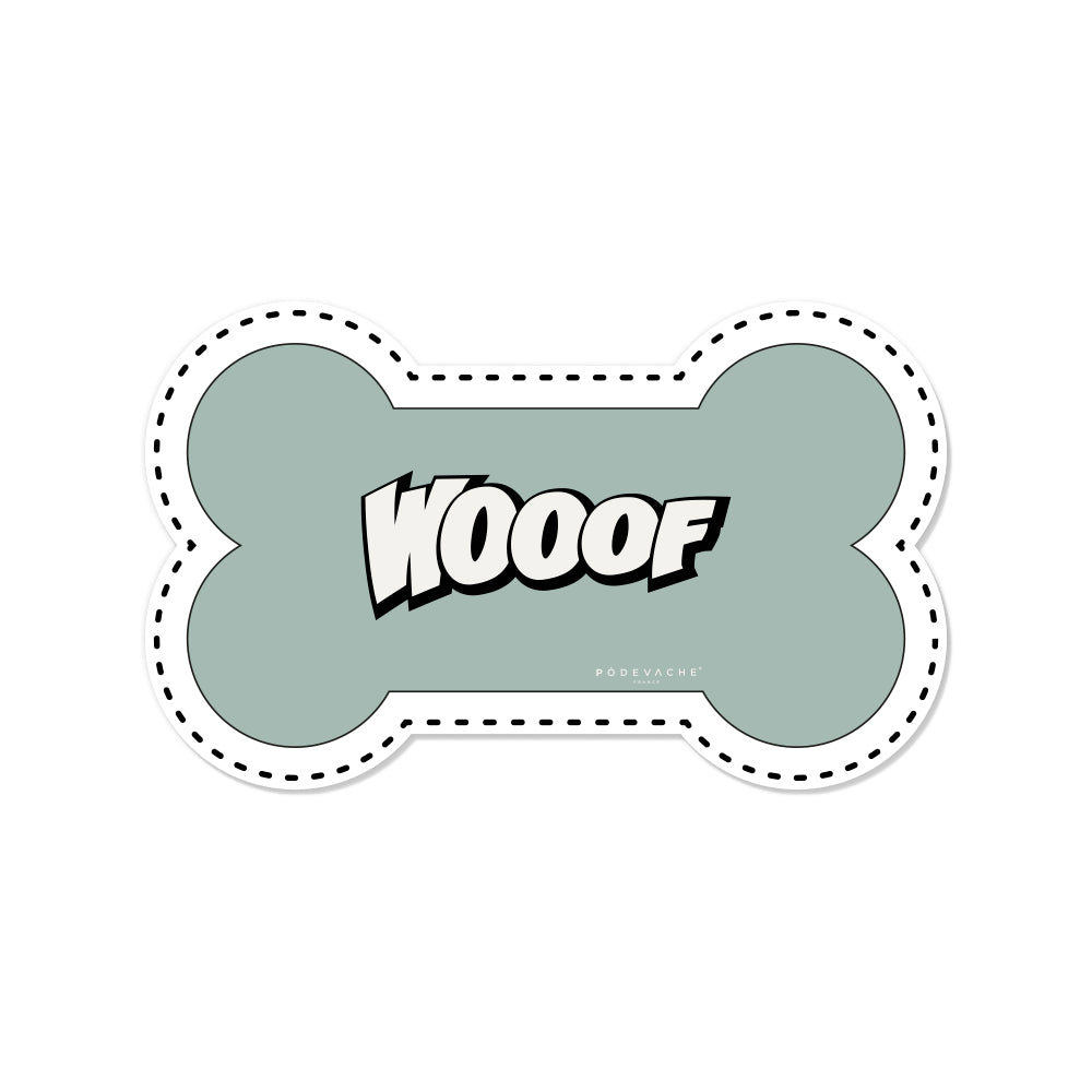 Tapis gamelle vinyle Wooof en forme d'os - Chien