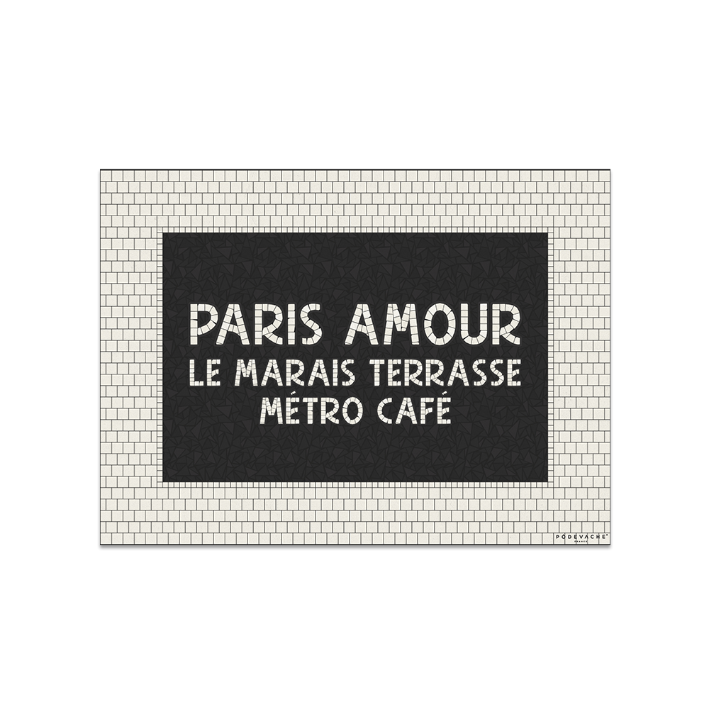 Set de table vinyle Metro Blanc Paris Amour