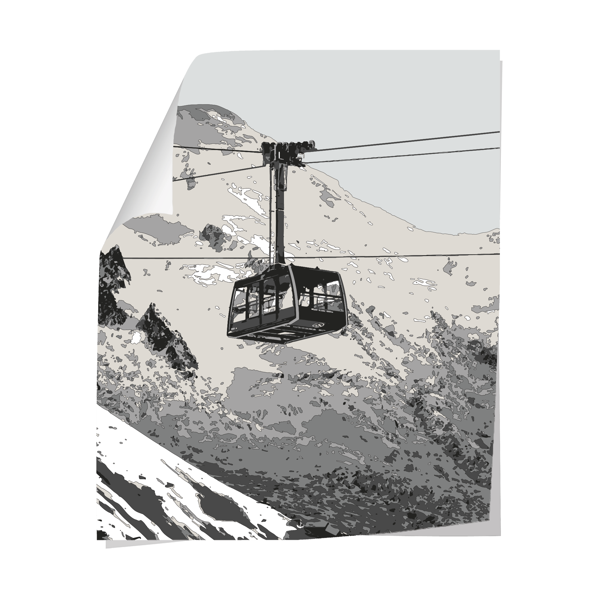 Papier peint panoramique Télécabine