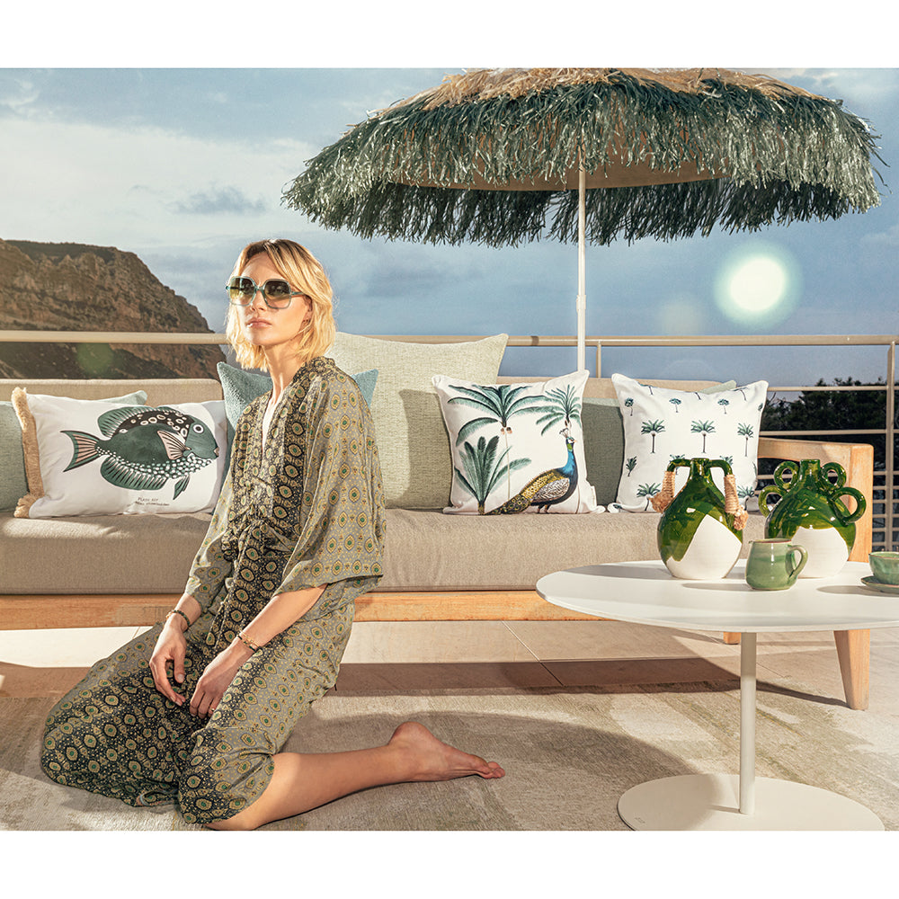 Didim raffia fringe tilting parasol