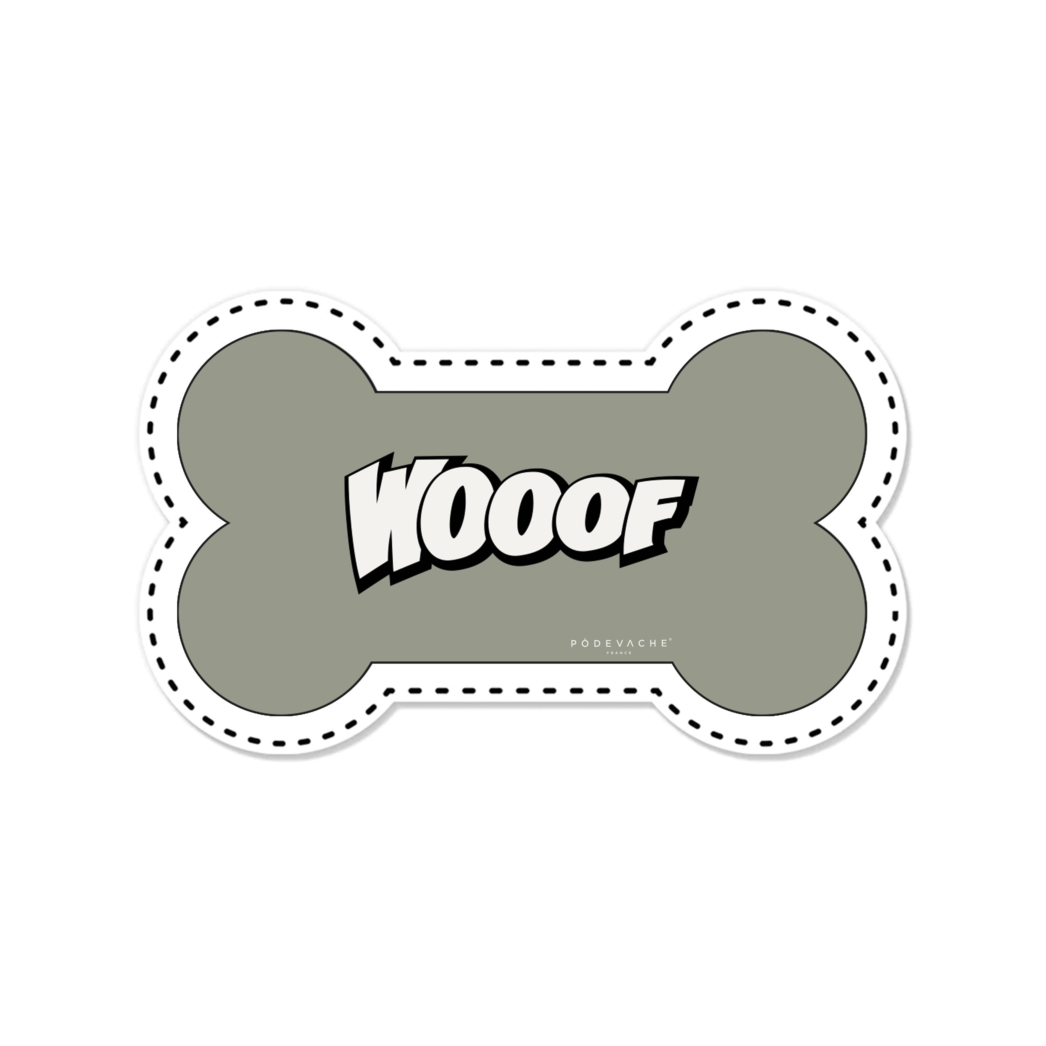 Tapis gamelle vinyle Wooof en forme d'os - Chien