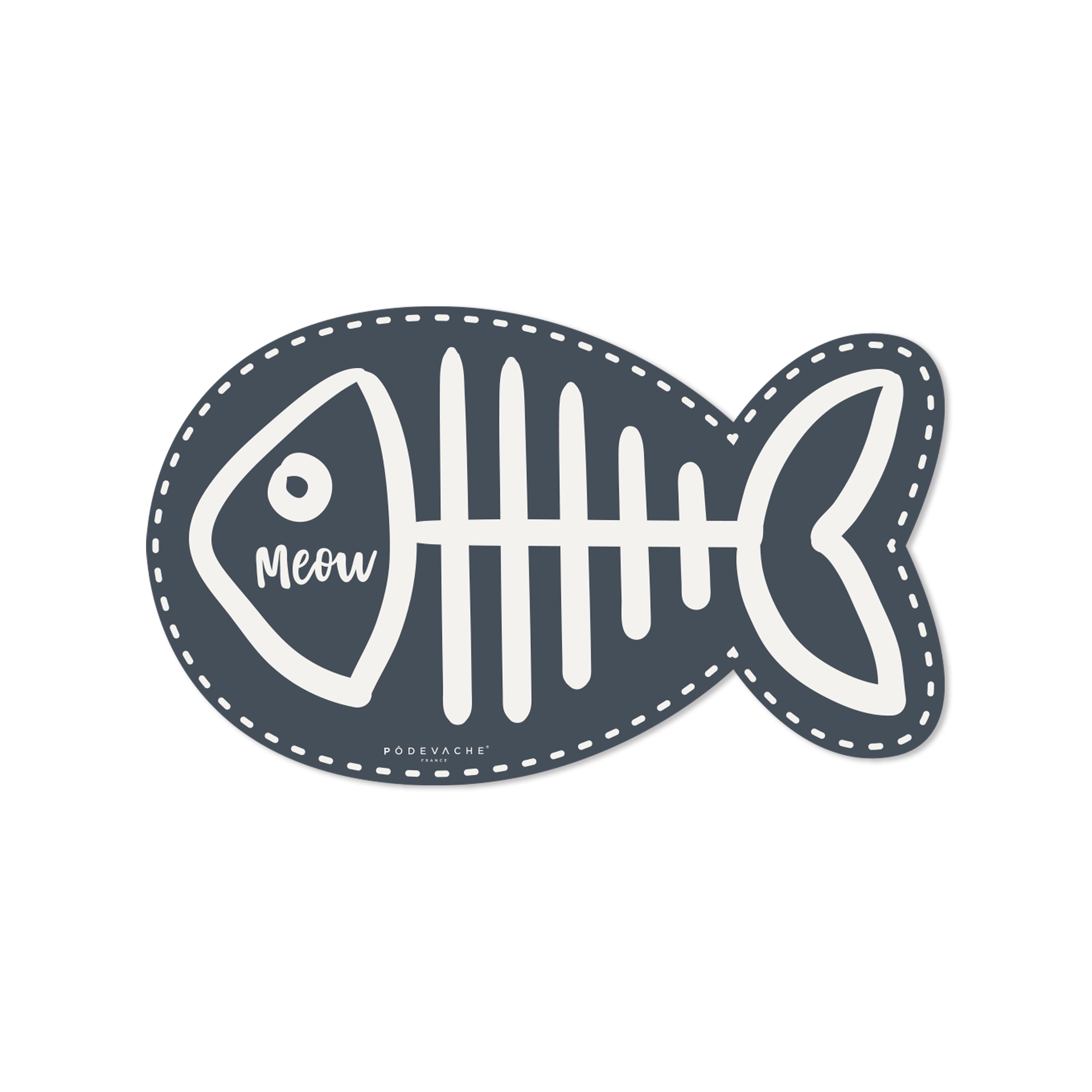 Tapis gamelle vinyle Meow en forme de poisson - Chat