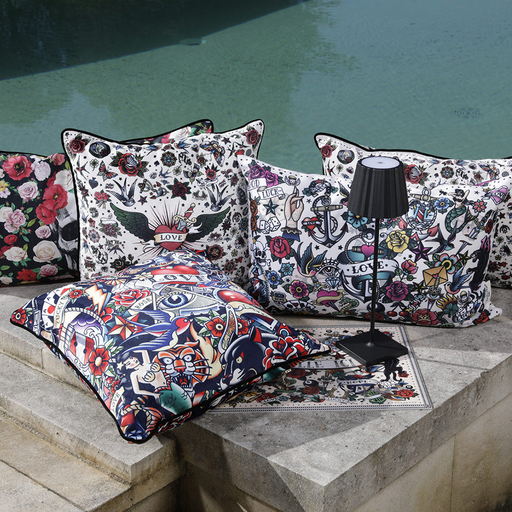 Tattoo Anchor Outdoor Cushion