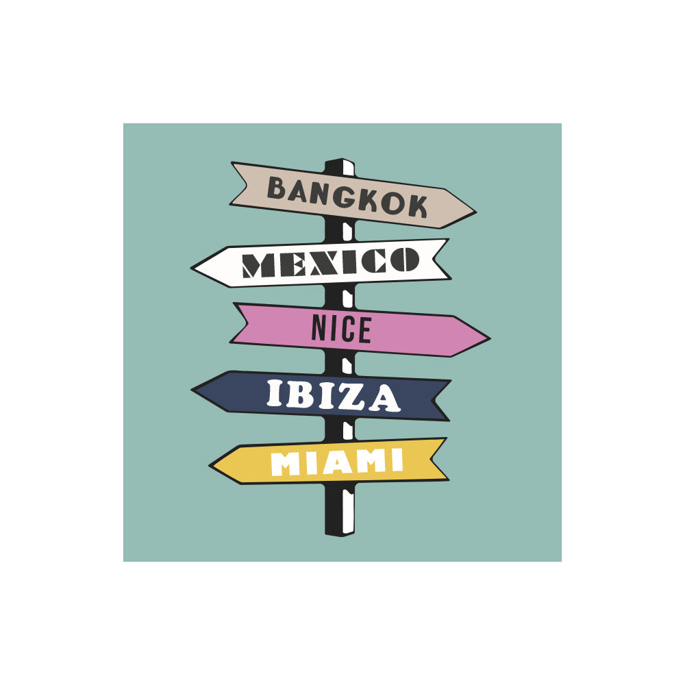 Set of 6 personalized City Signs vinyl coasters