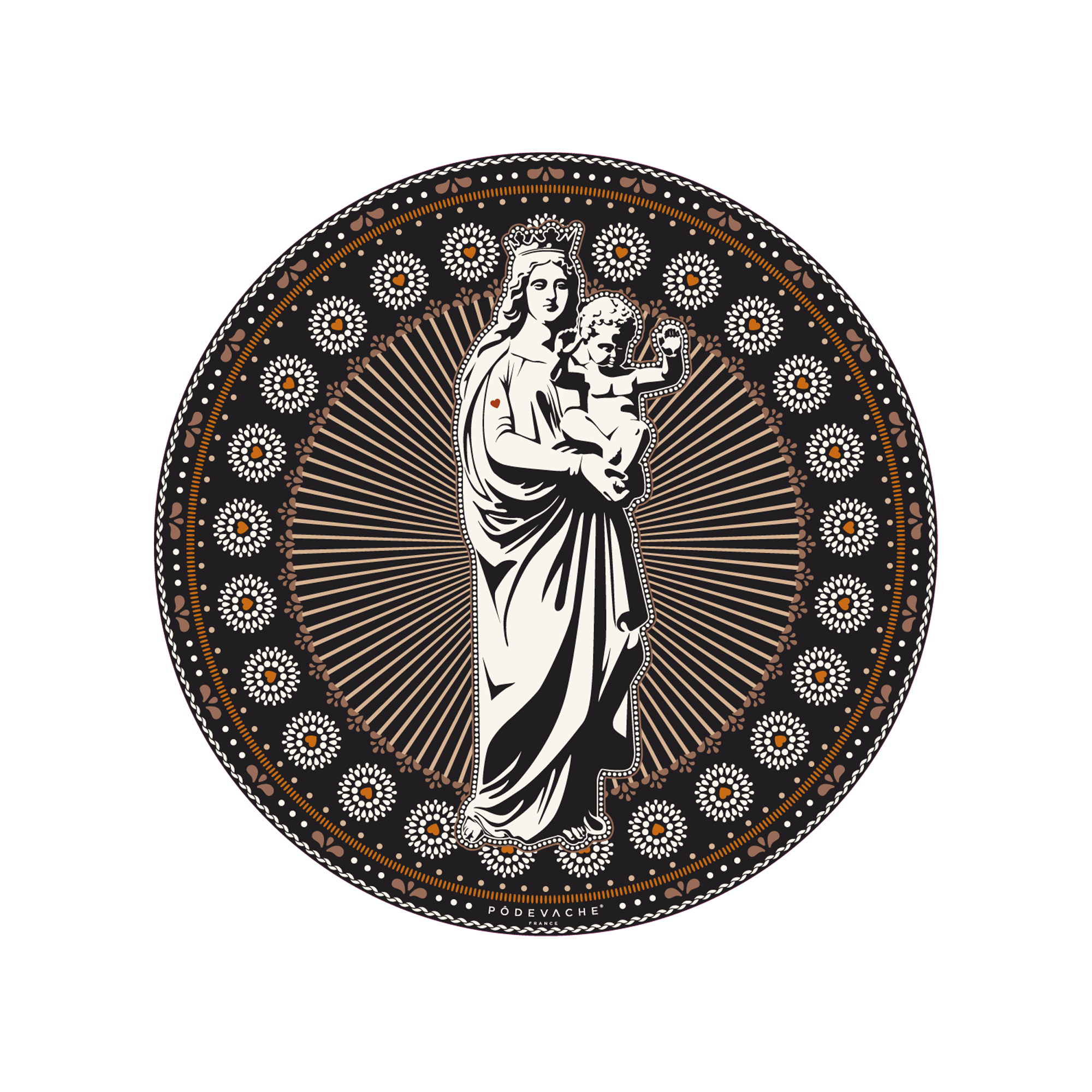 Lot de 6 dessous de verre vinyle Madonne