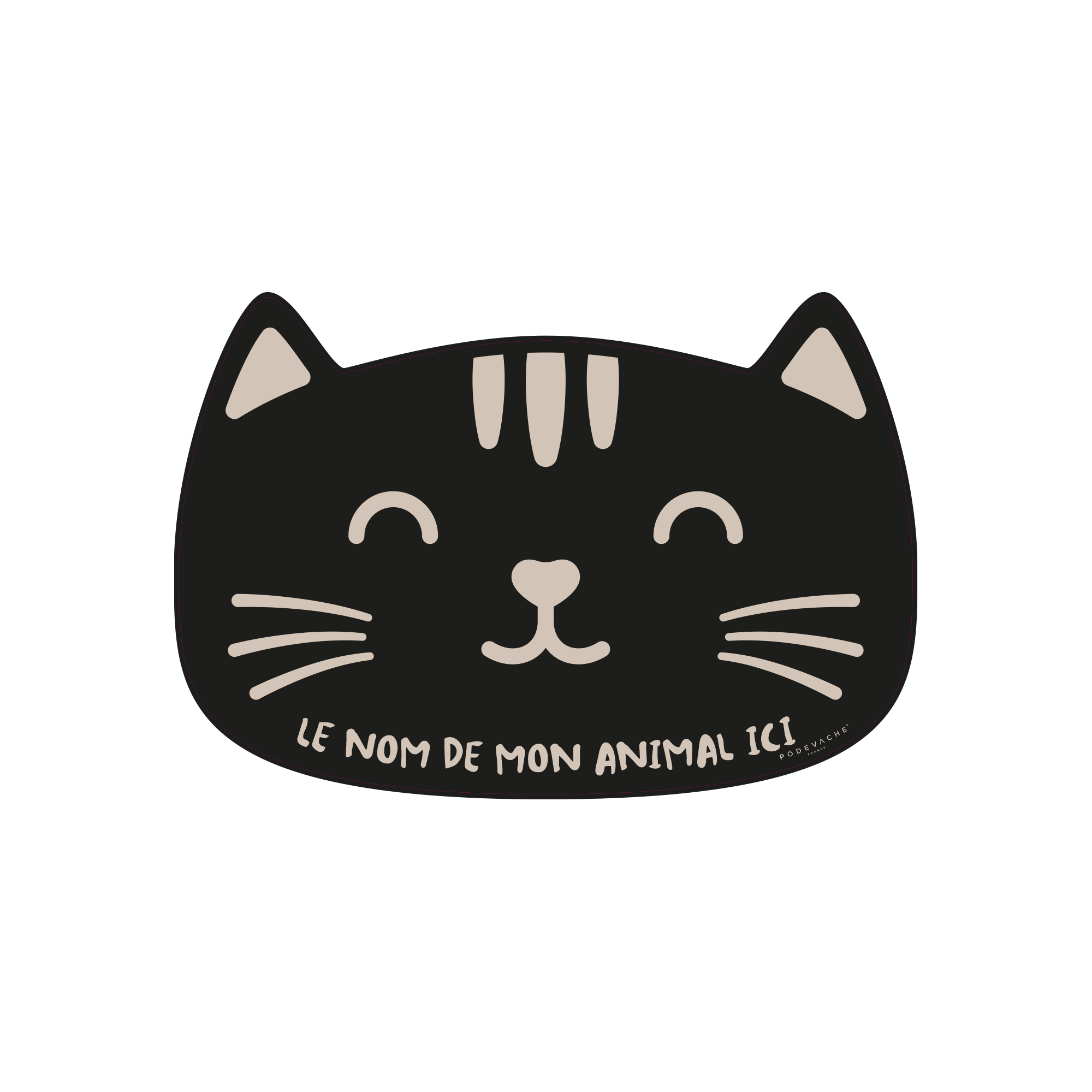 Tapis gamelle vinyle personnalisable Oh My Cat - Noir