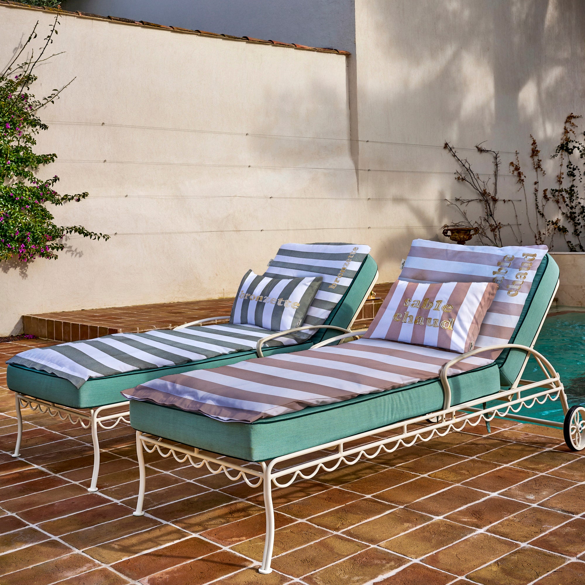 Matelas bain de soleil brodé Sable Chaud