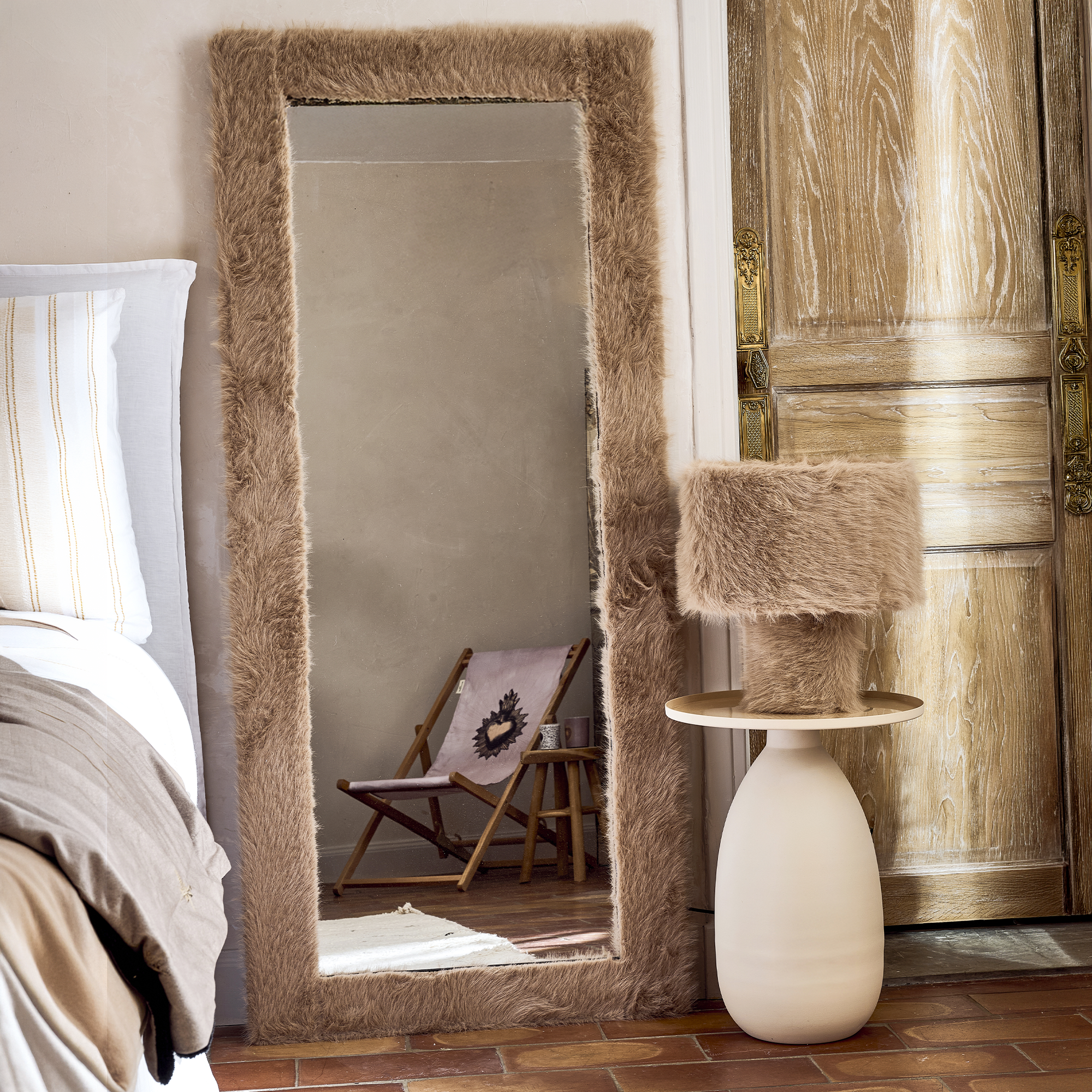 Miroir en fausse fourrure Pise