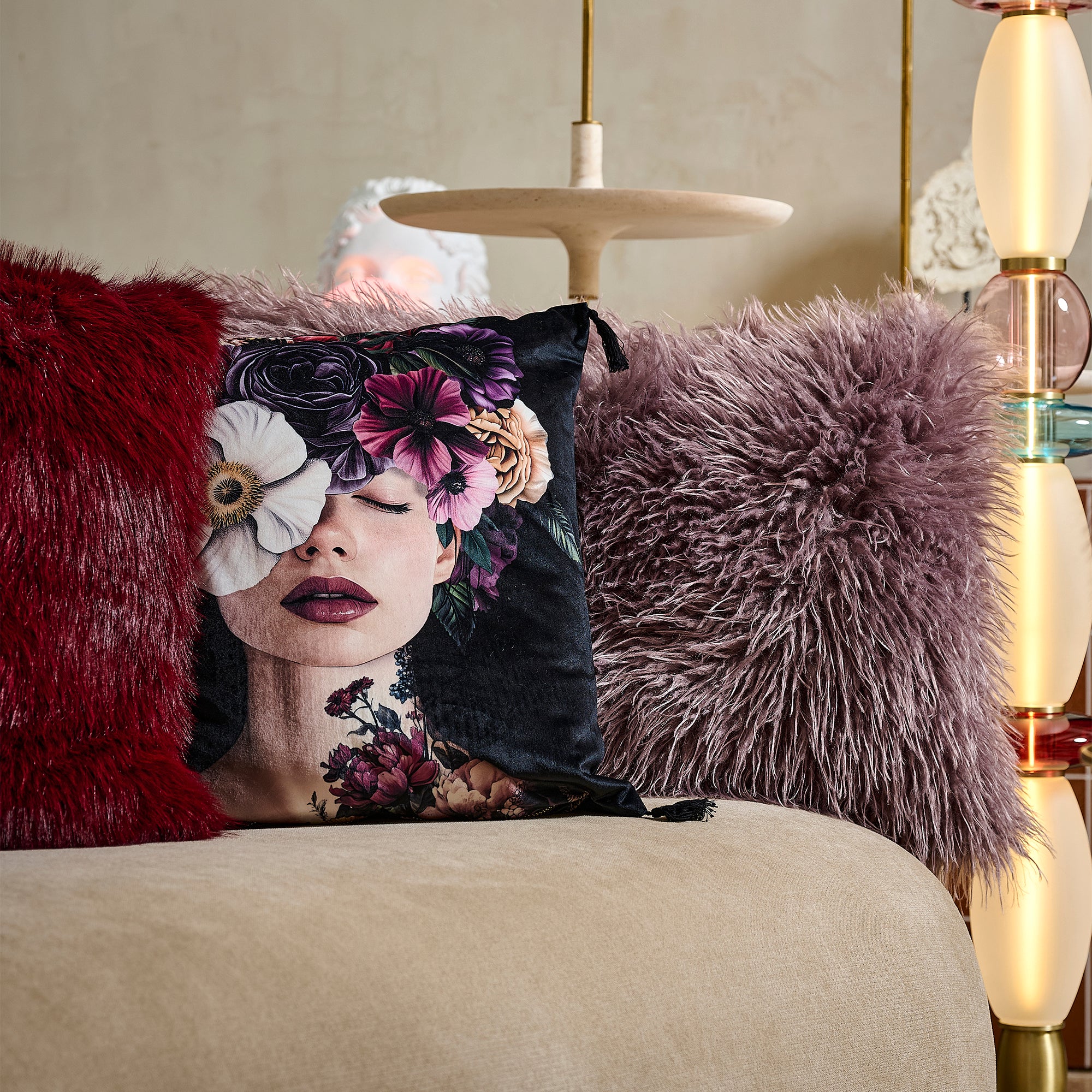 Coussin en fausse fourrure Sienne