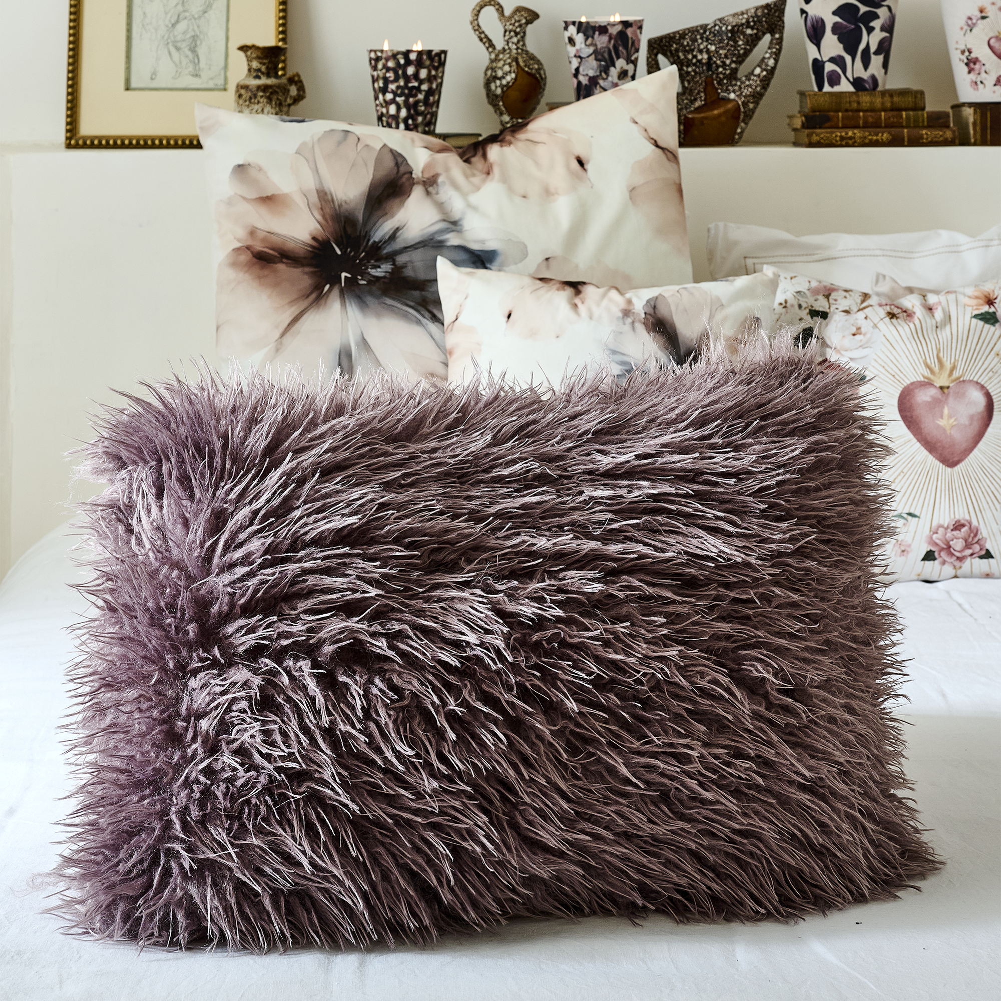 Coussin en fausse fourrure Sienne
