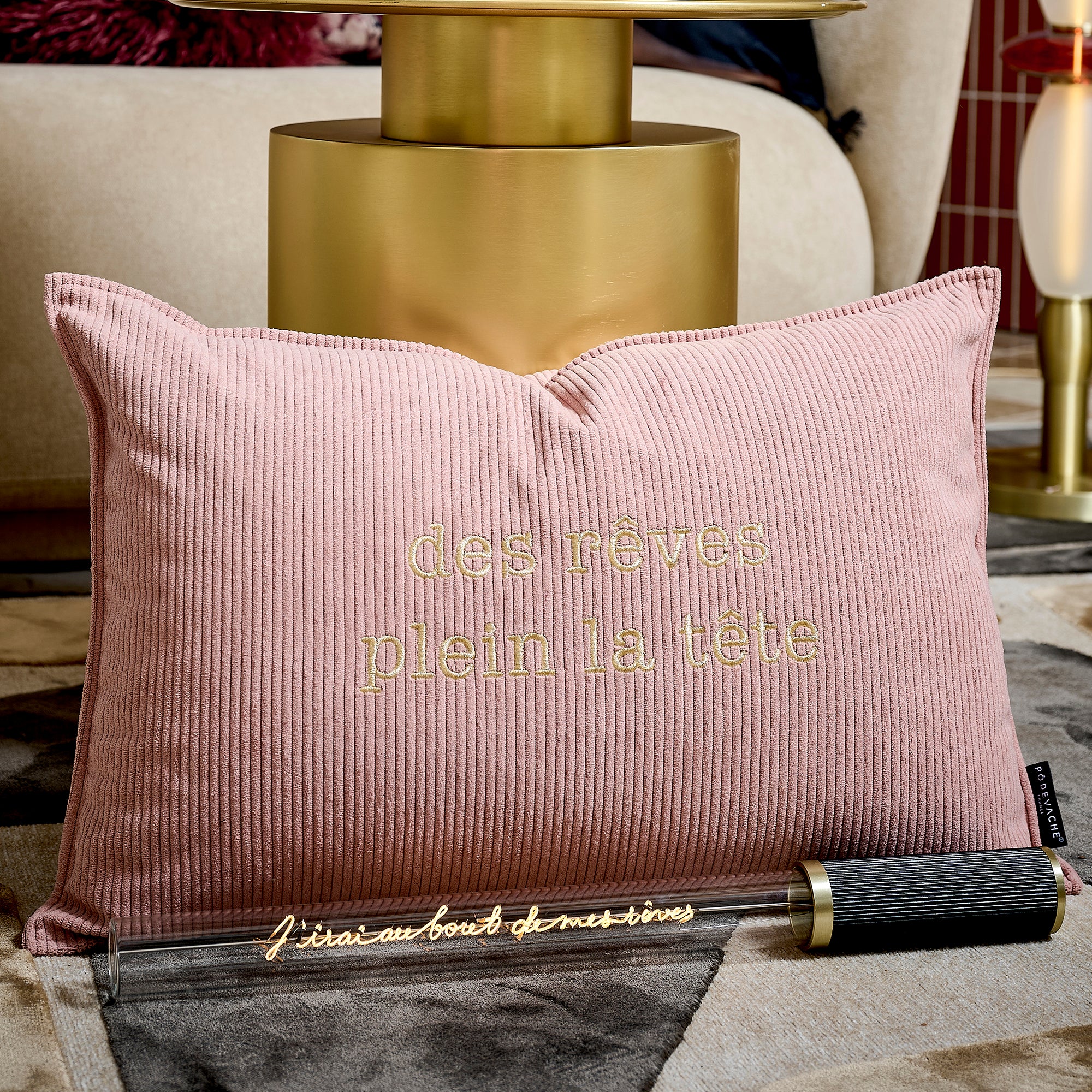 Coussin velours brodé Rêves