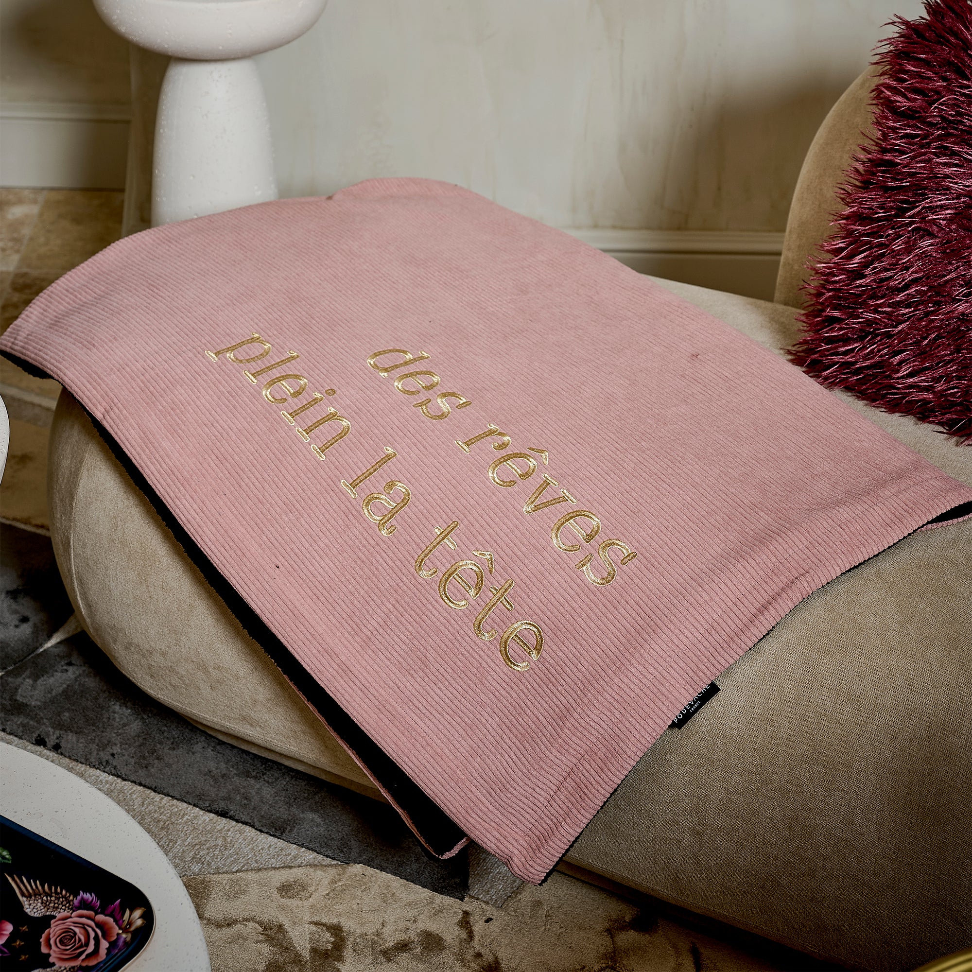 Plaid velours brodé Rêves