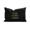 Coussin velours brodé Vie Fête Amour