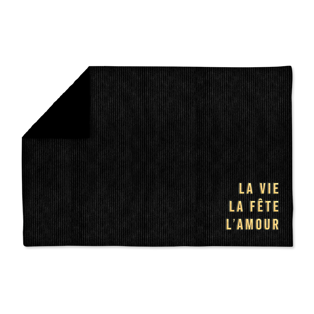 Plaid velours brodé Vie Fête Amour