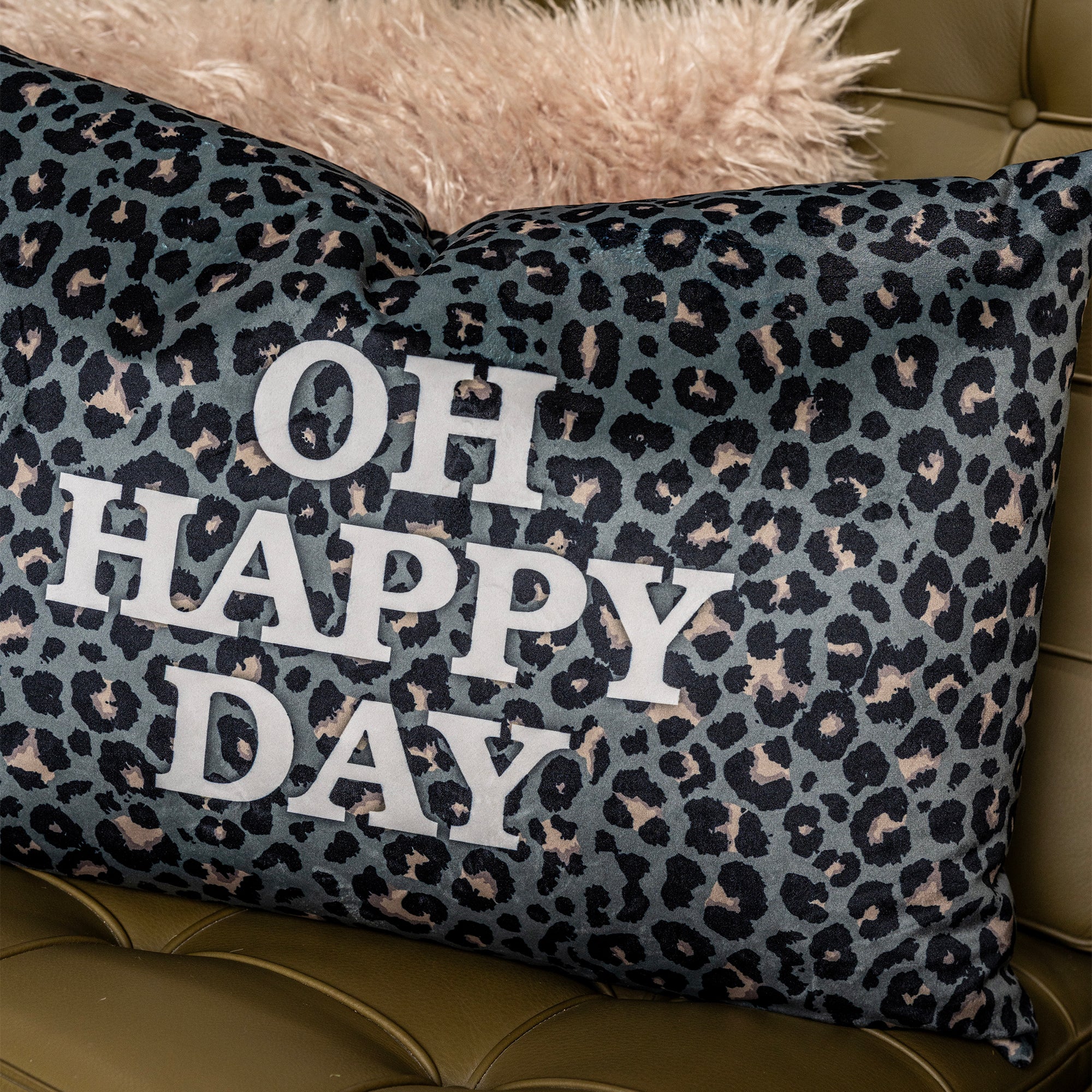 Coussin Velours Léopard Oh Happy Day