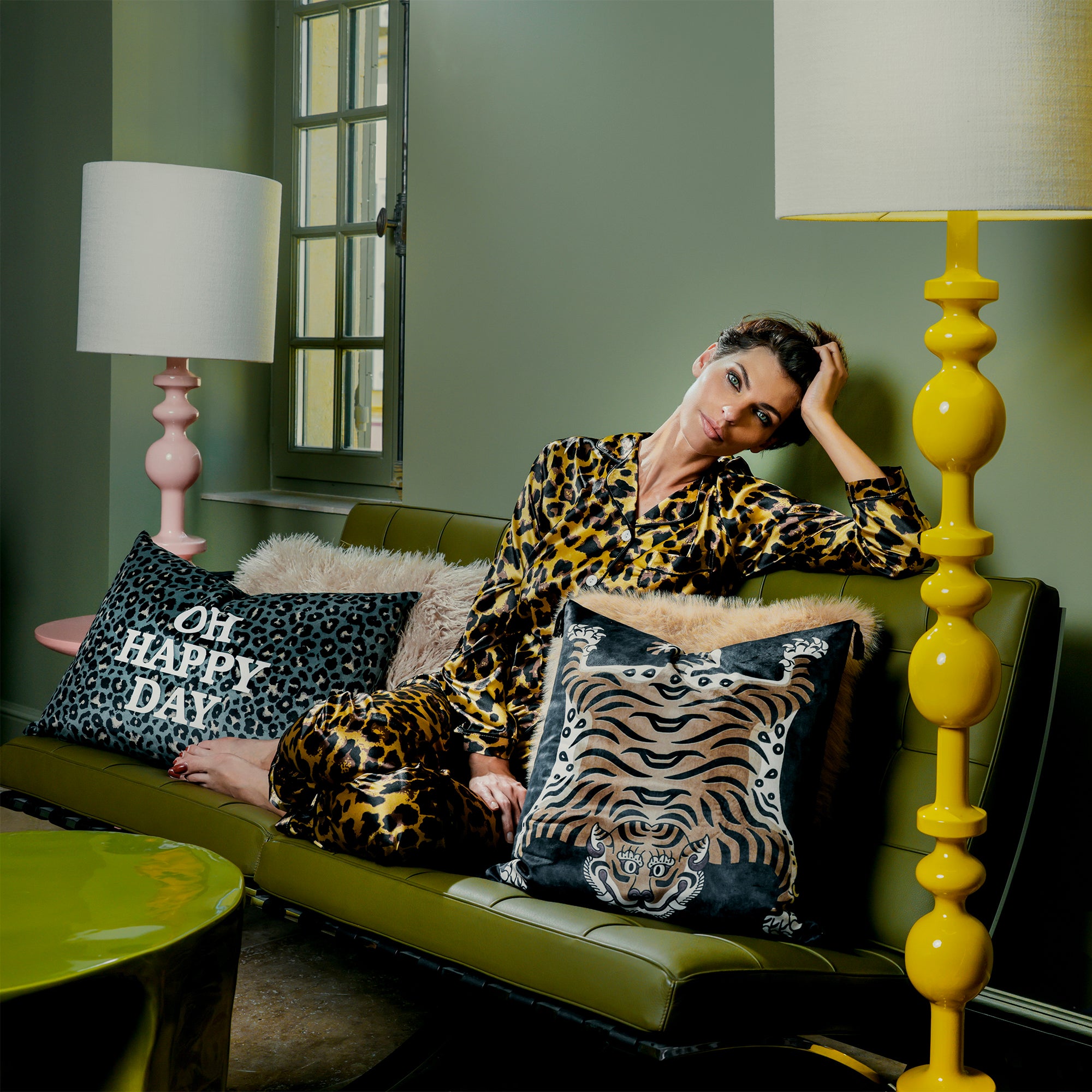 Coussin Velours Léopard Oh Happy Day