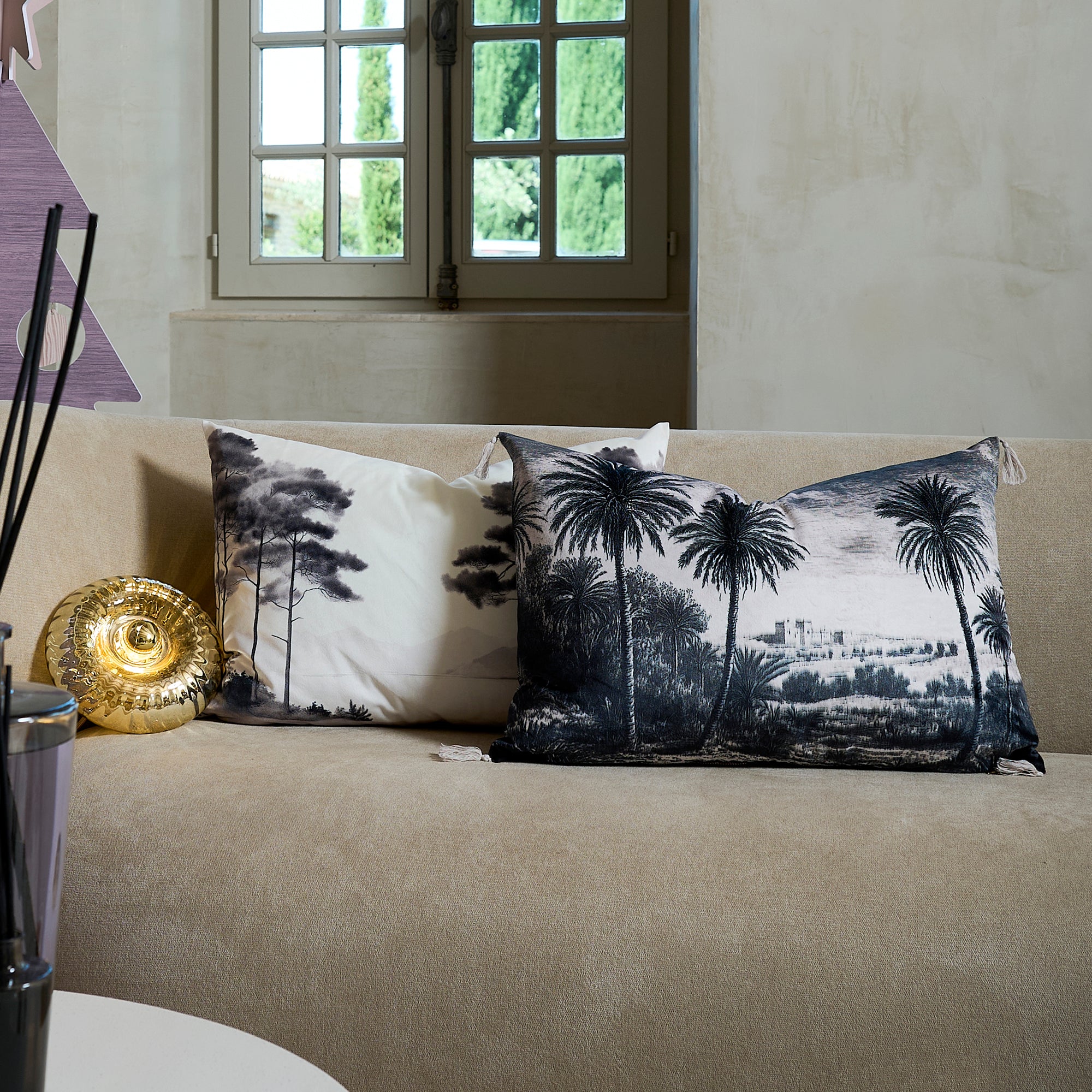 Coussin Velours Jungle Troie