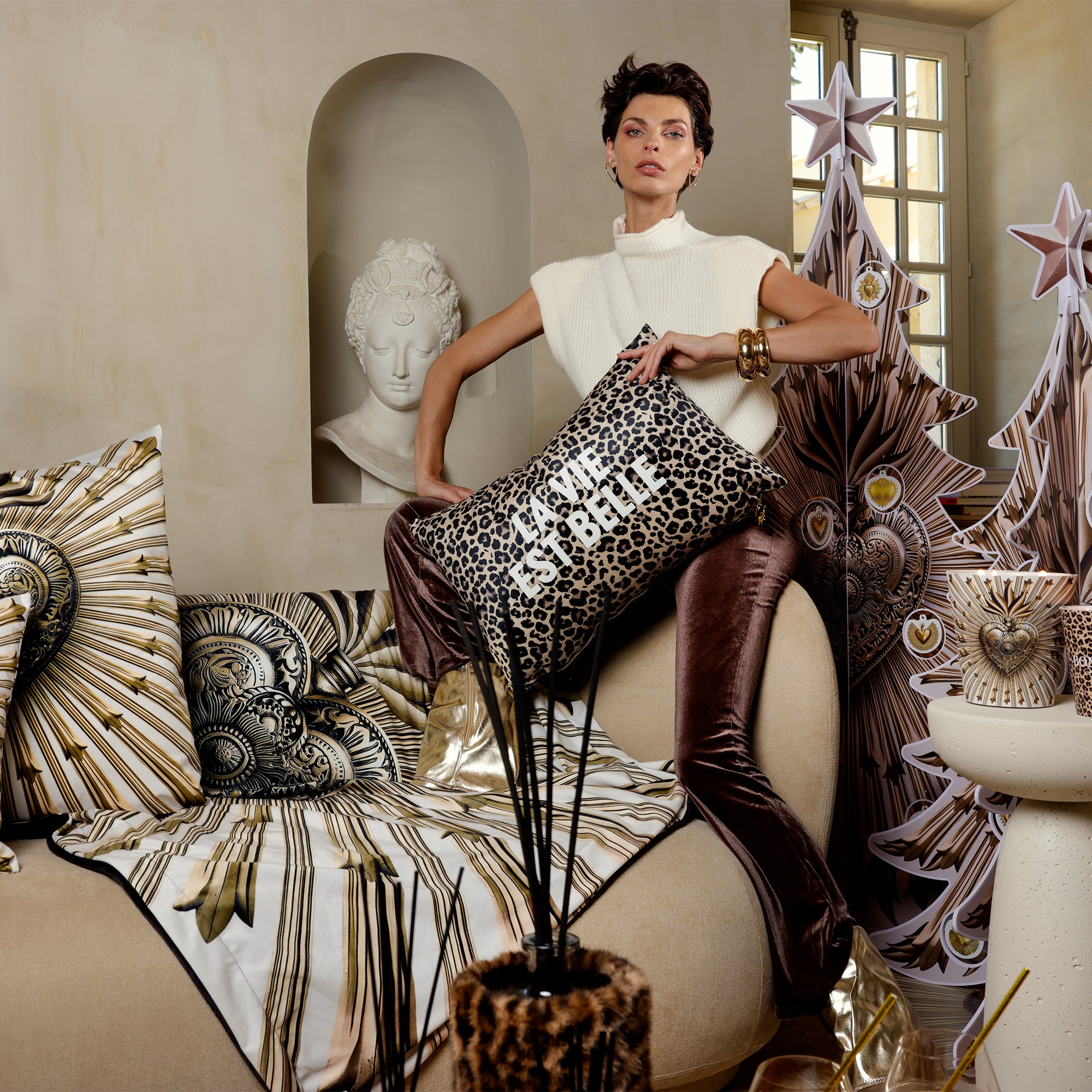 Coussin Velours Léopard Napata