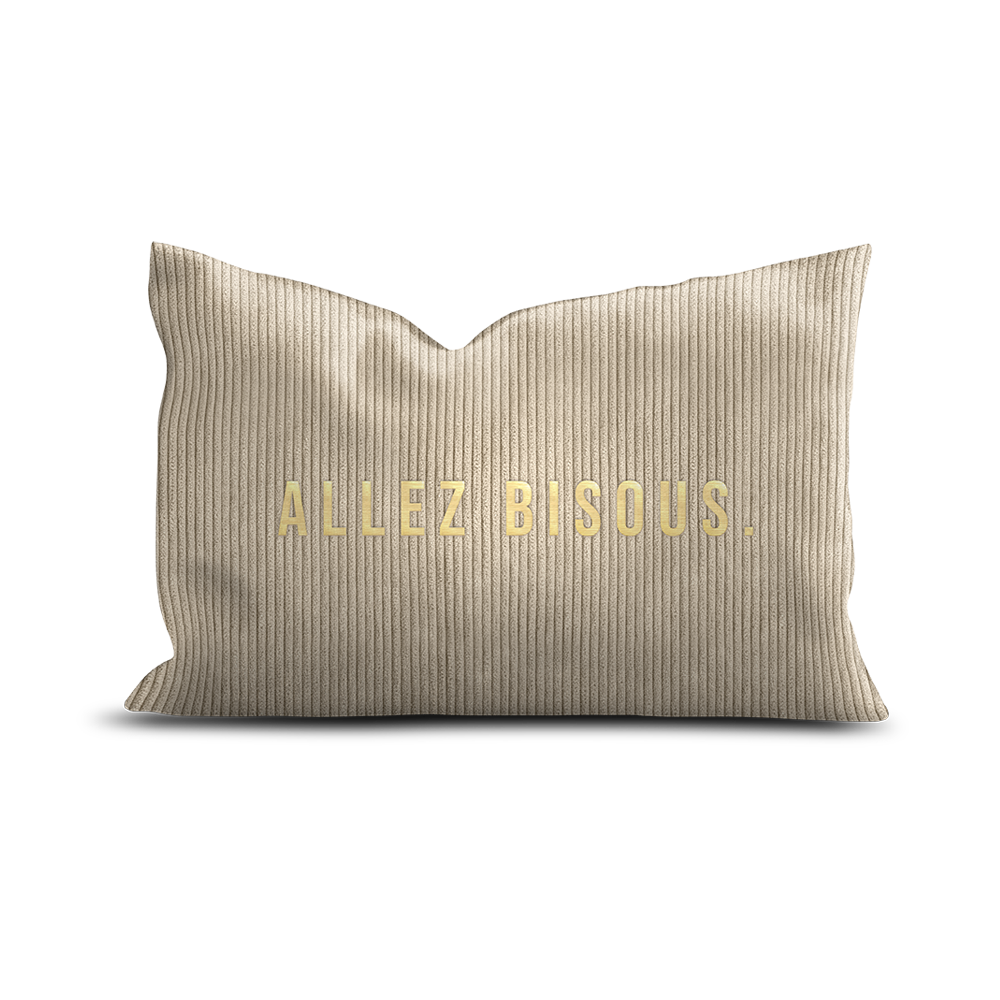 Coussin velours brodé Allez Bisous