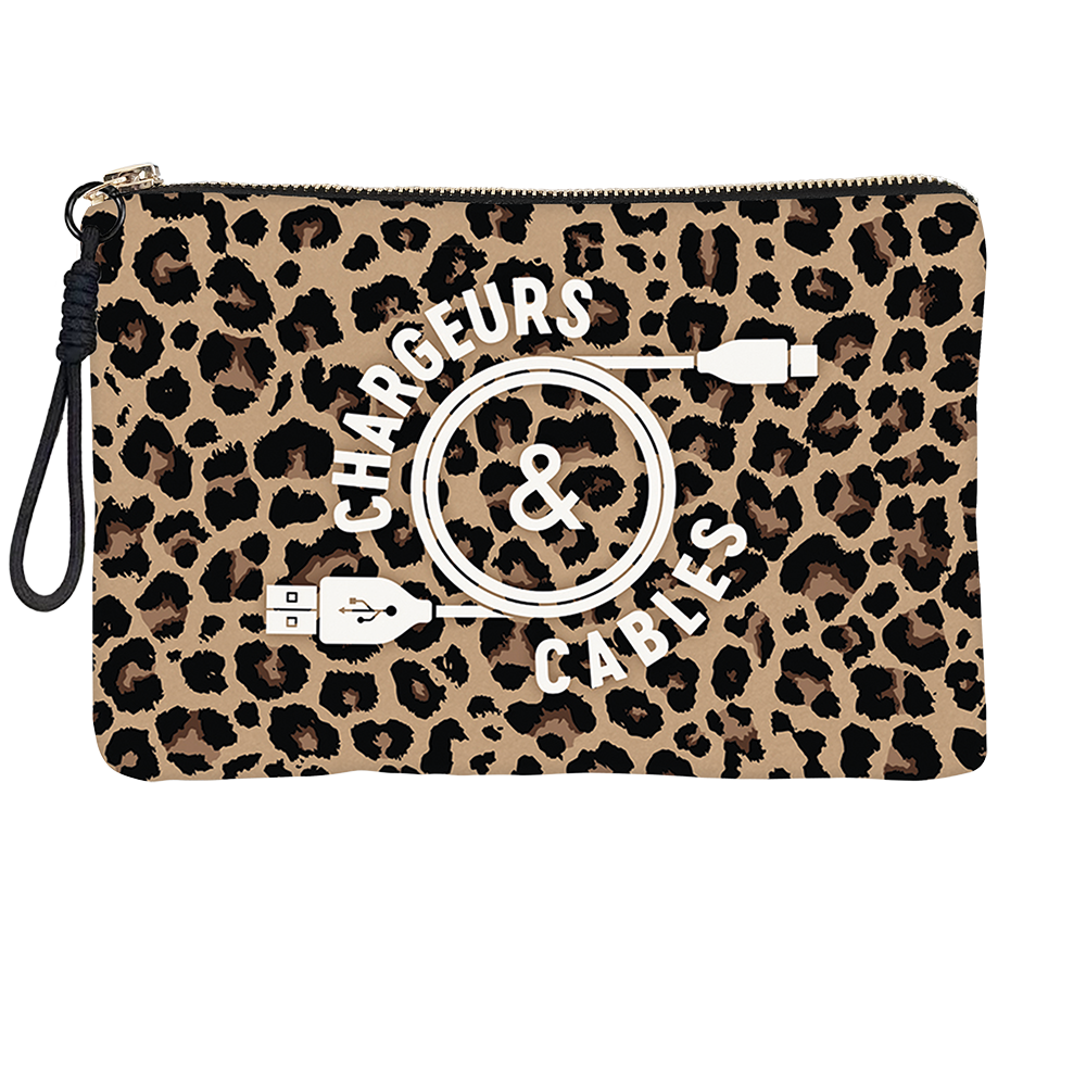 Pochette Velours Léopard Chargeurs & Câbles S
