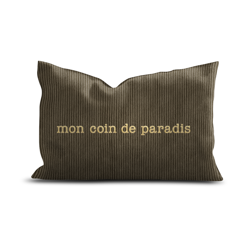 Coussin velours brodé Coin Paradis