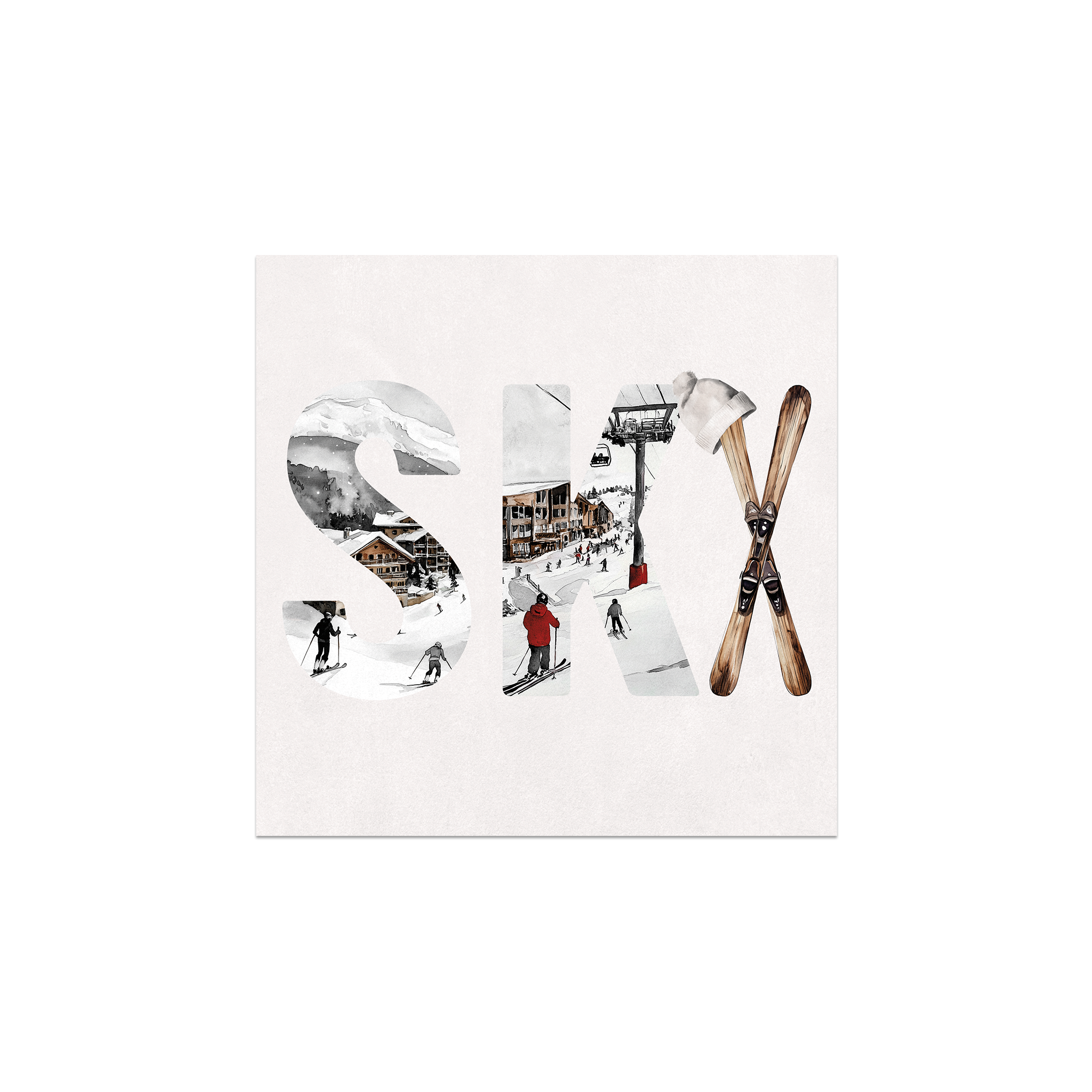 Lot De 6 Dessous De Verre Vinyle Ski Clusaz