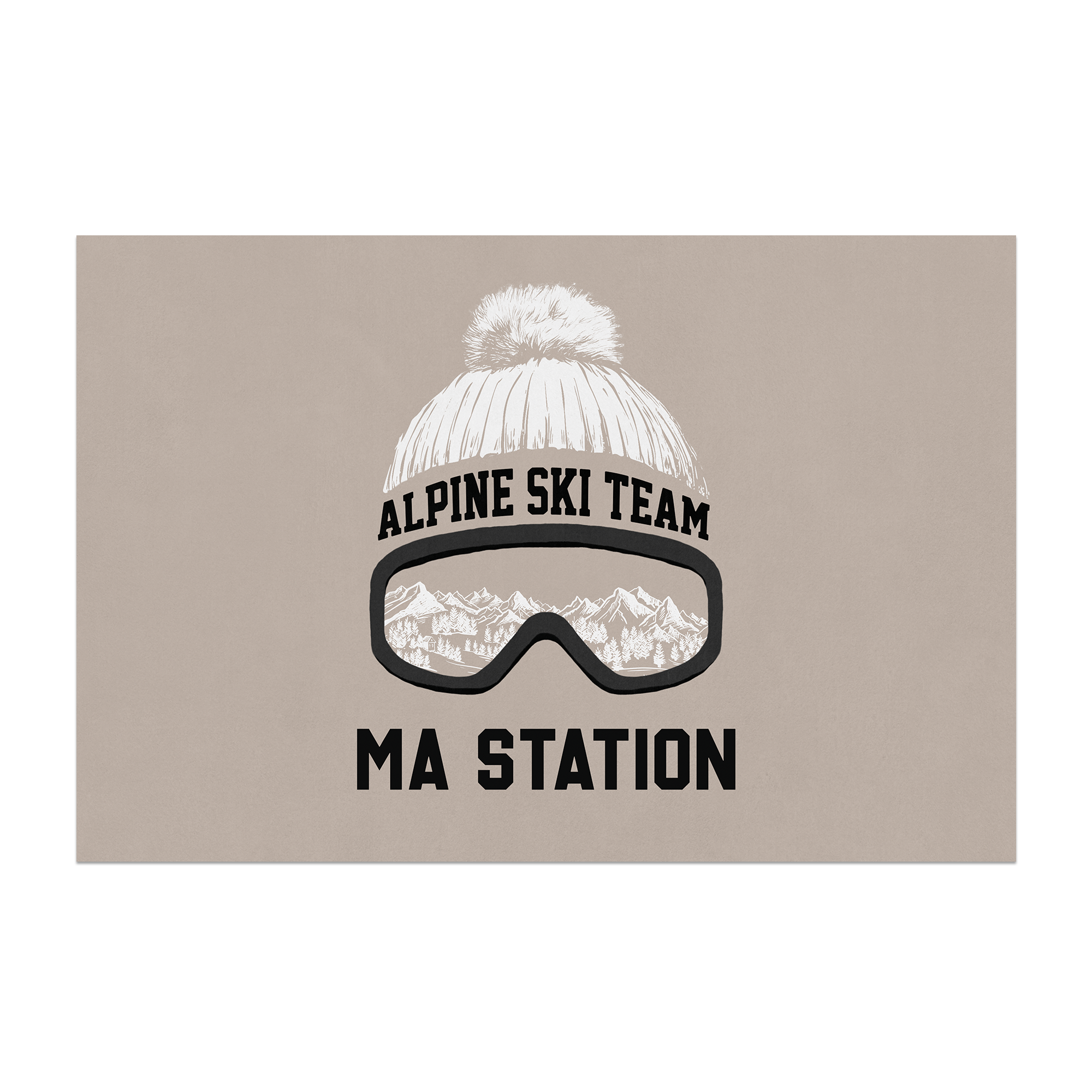 Personalized vinyl rug Bonnet Beige