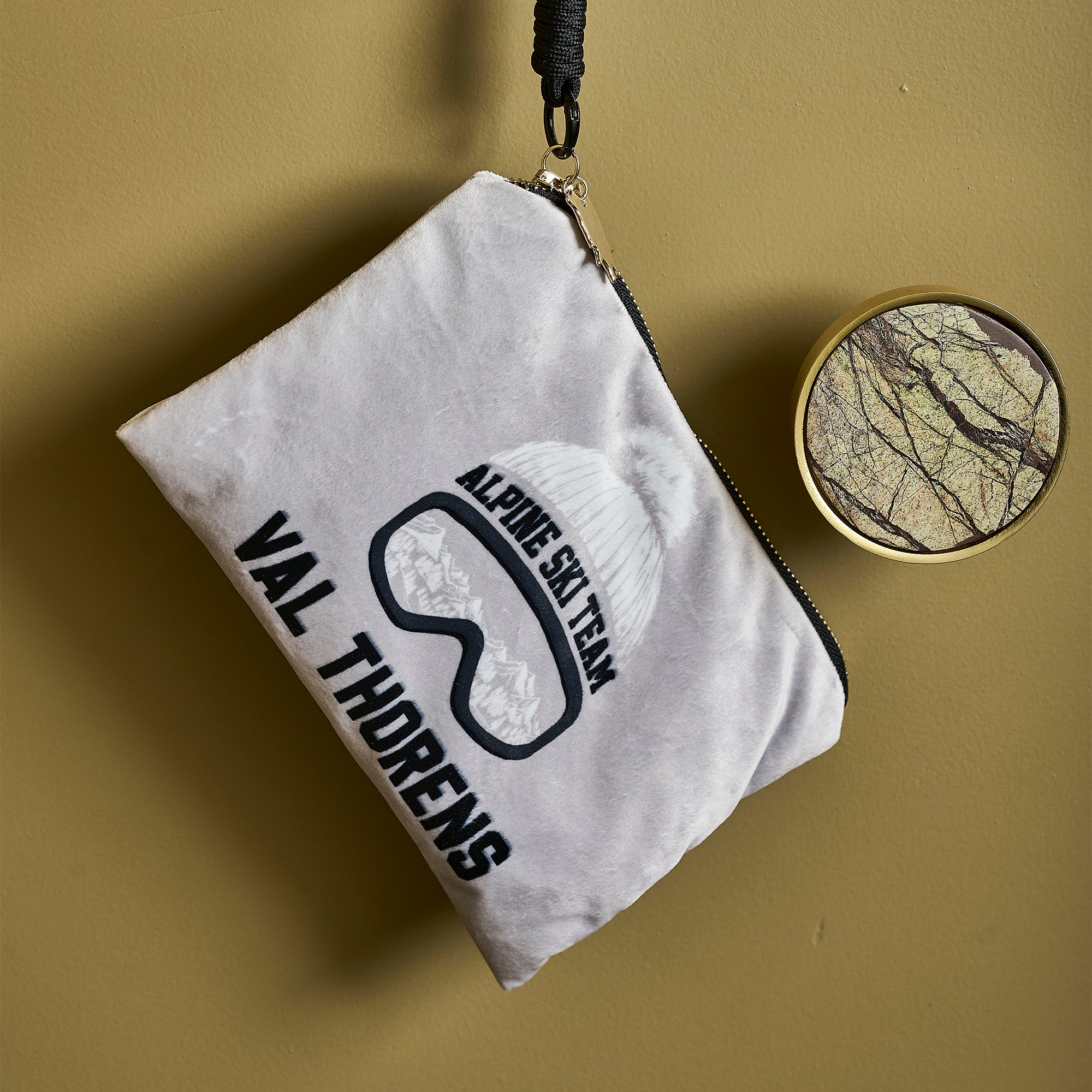 Pochette Velours Personnalisée Montagne Diablerets Beige Xs