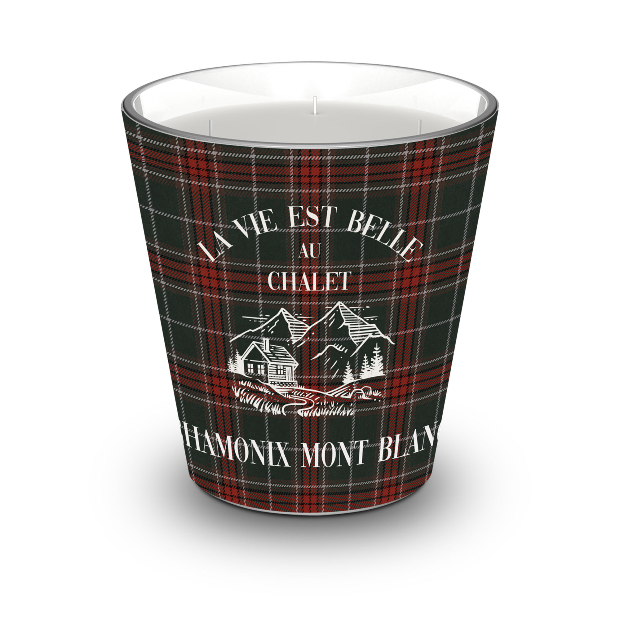 Bougie parfumée personnalisée Sestrières Rouge - Vanille / Fève Tonka / Patchouli