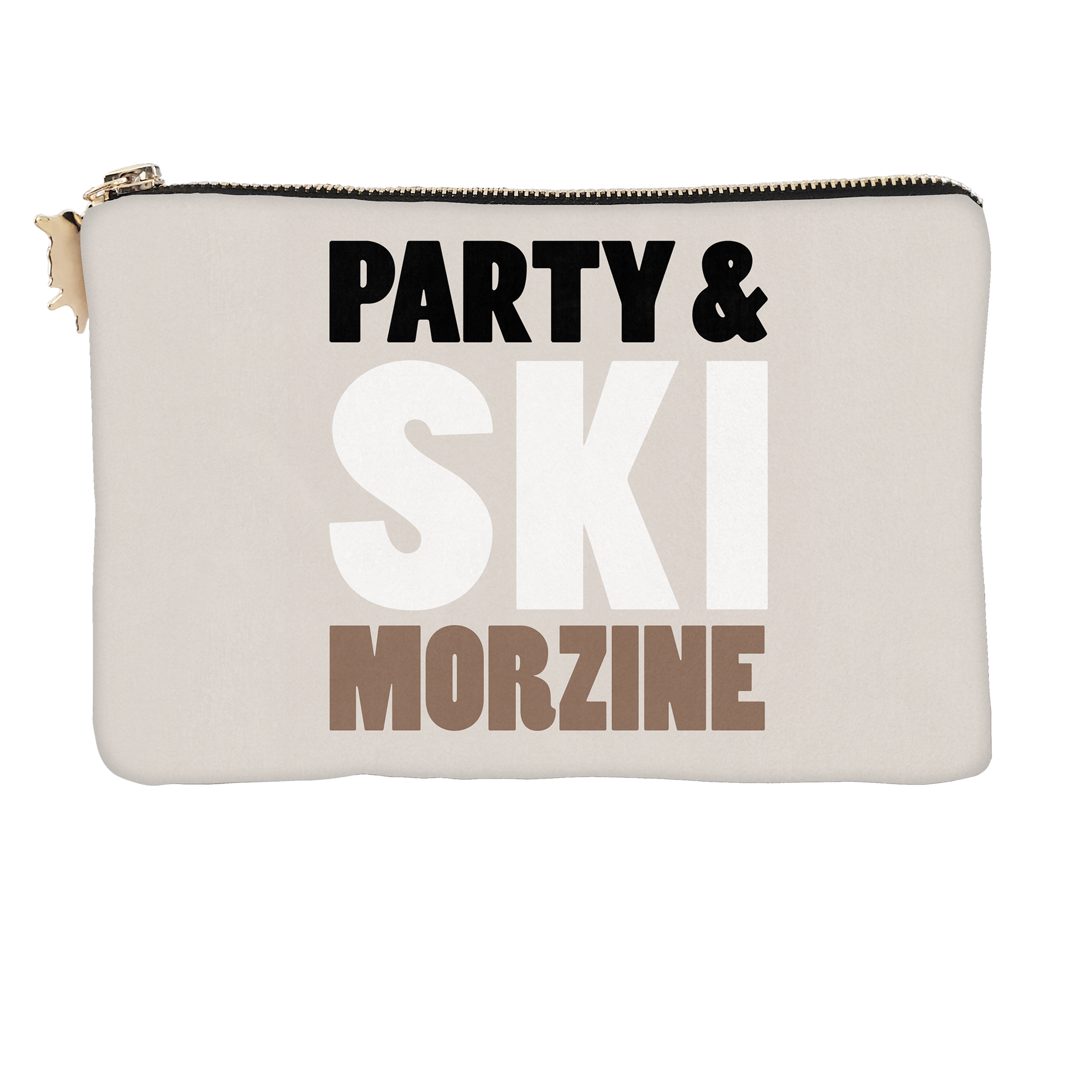 Pochette Velours Personnalisée Ski Morzine Beige S