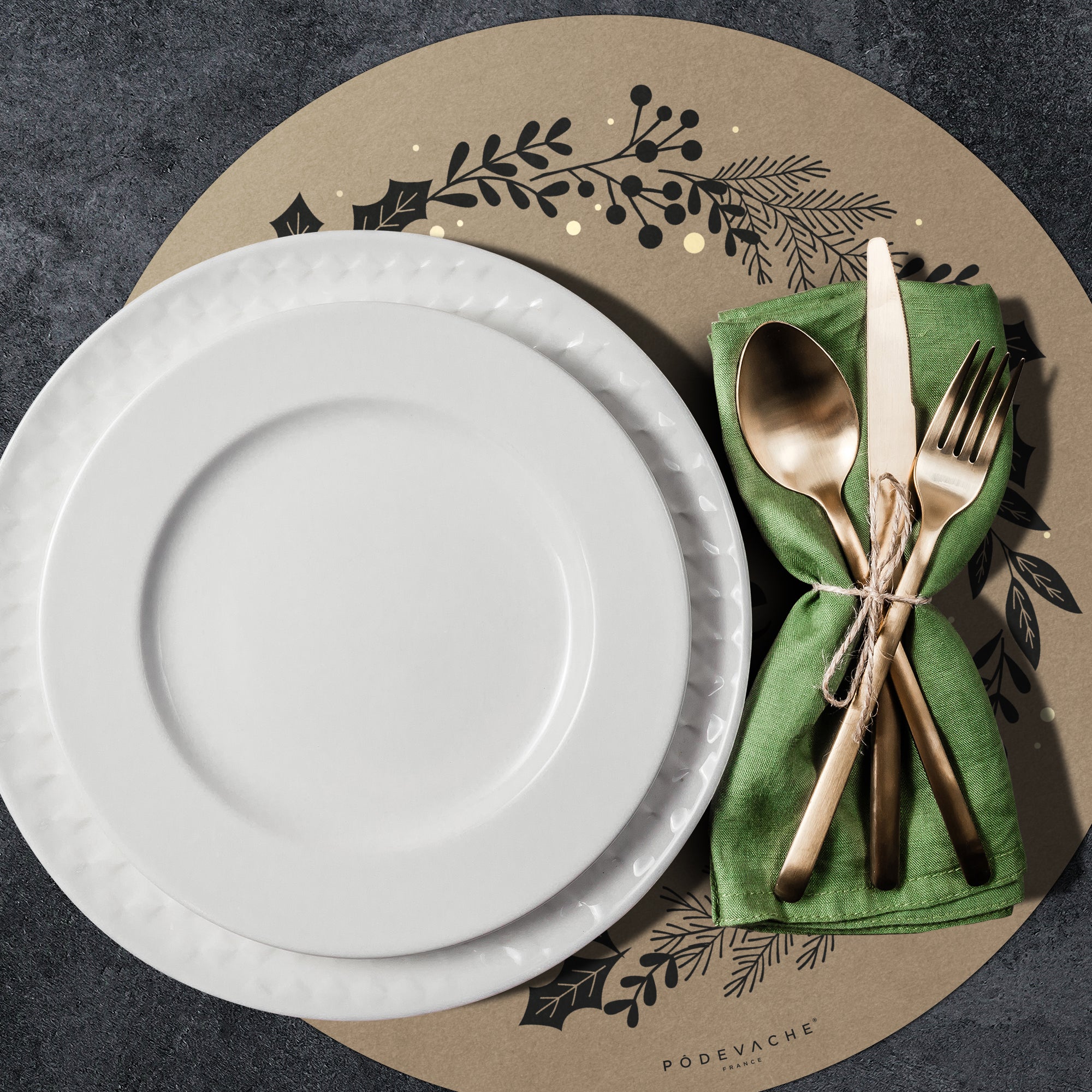 Set De Table Vinyle Noël Kraft À La Belle Étoile