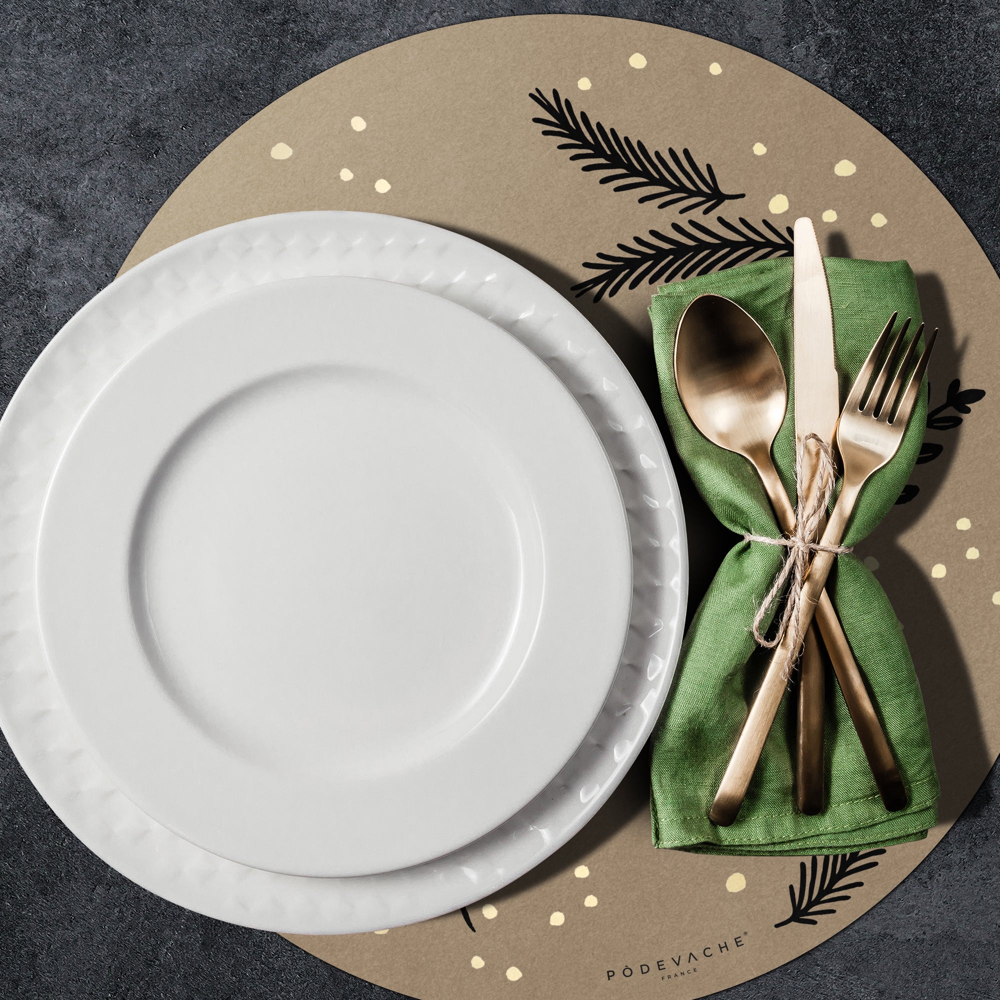 Set De Table Vinyle Noël Kraft Ho Ho Ho