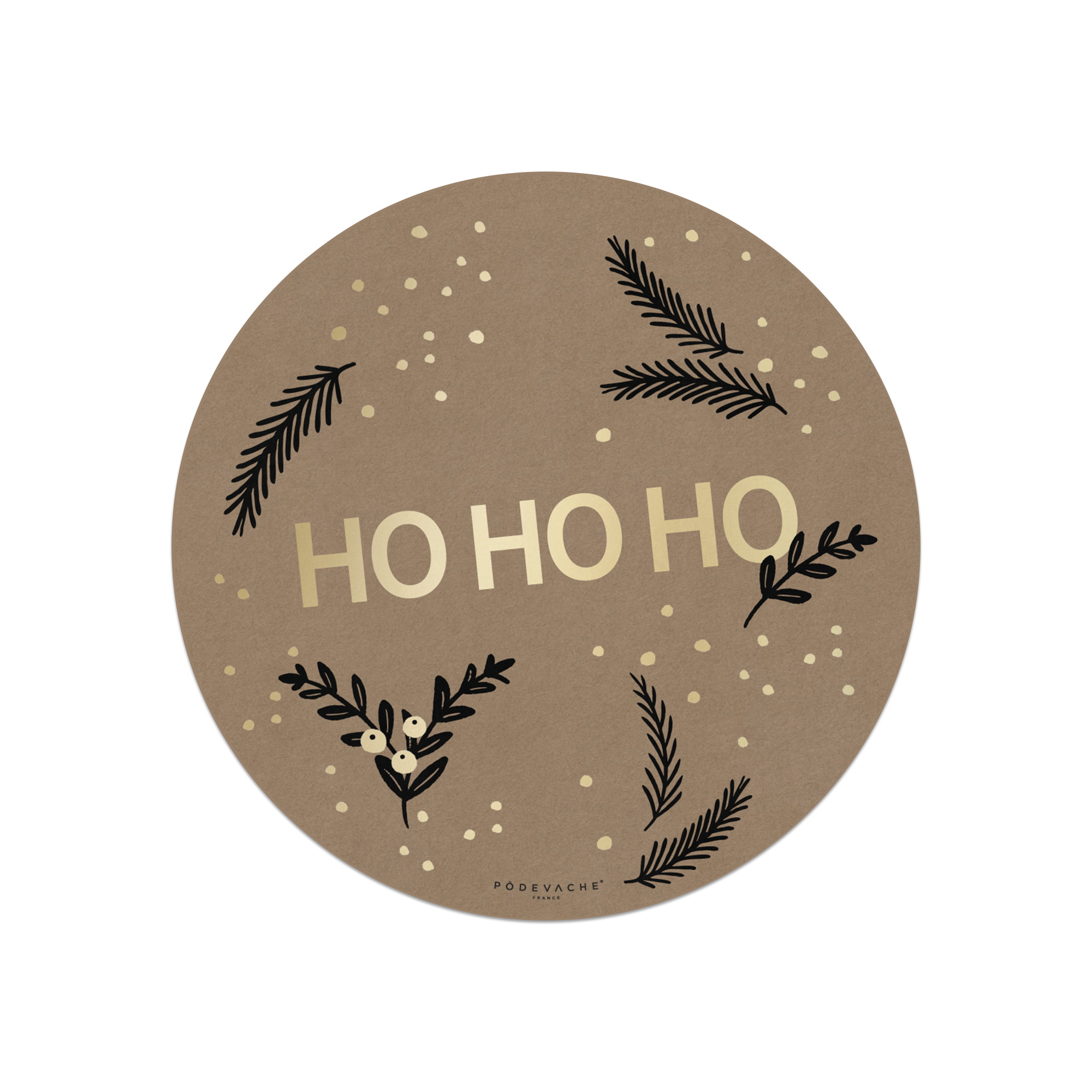 Lot De 6 Dessous De Verre Vinyle Noël Kraft Ho Ho Ho