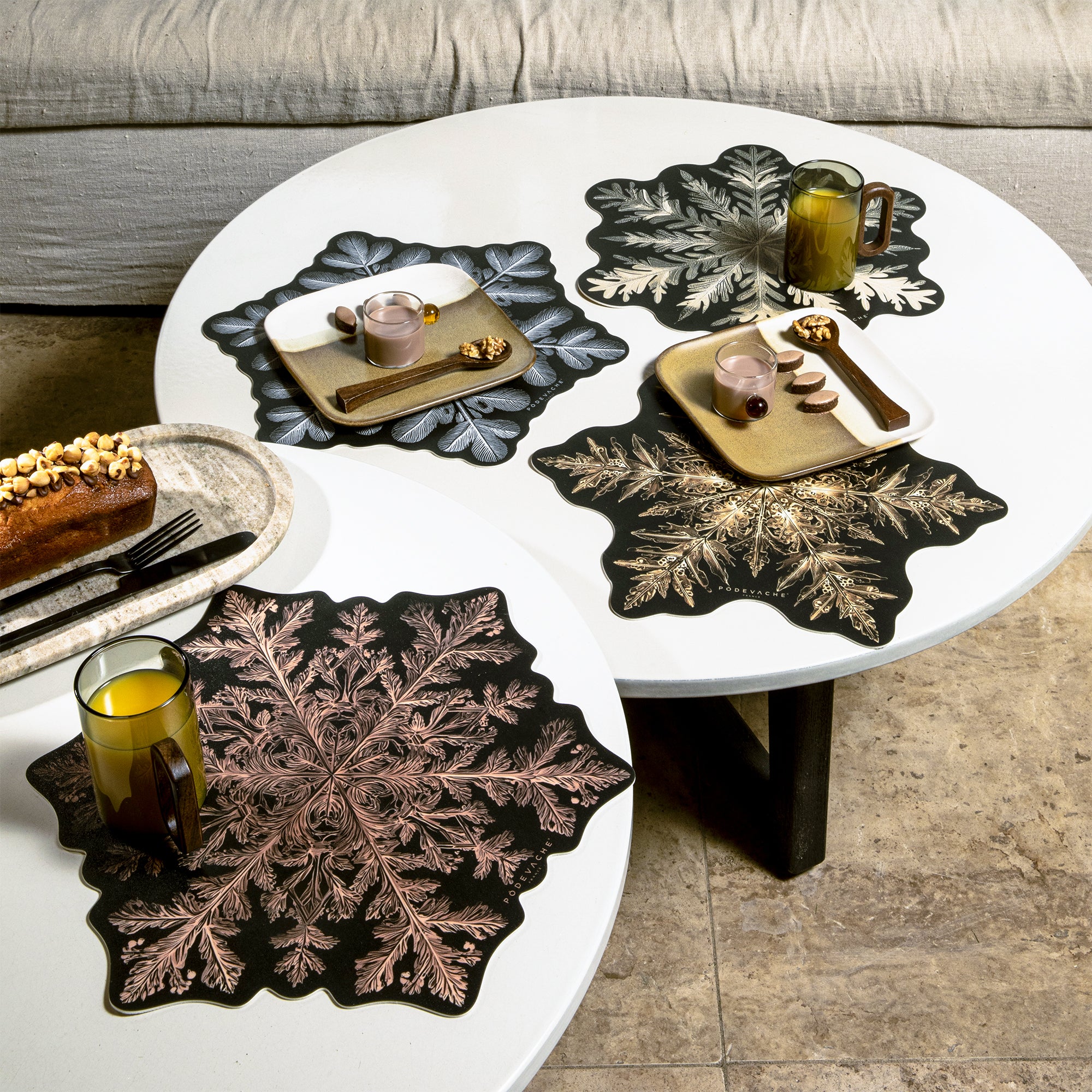 Set De Table Vinyle Flocon Dendrite Bronze