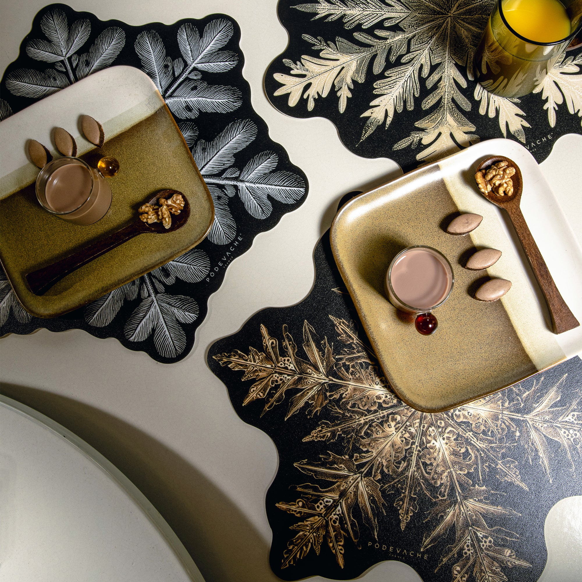 Set De Table Vinyle Flocon Dendrite Cuivre