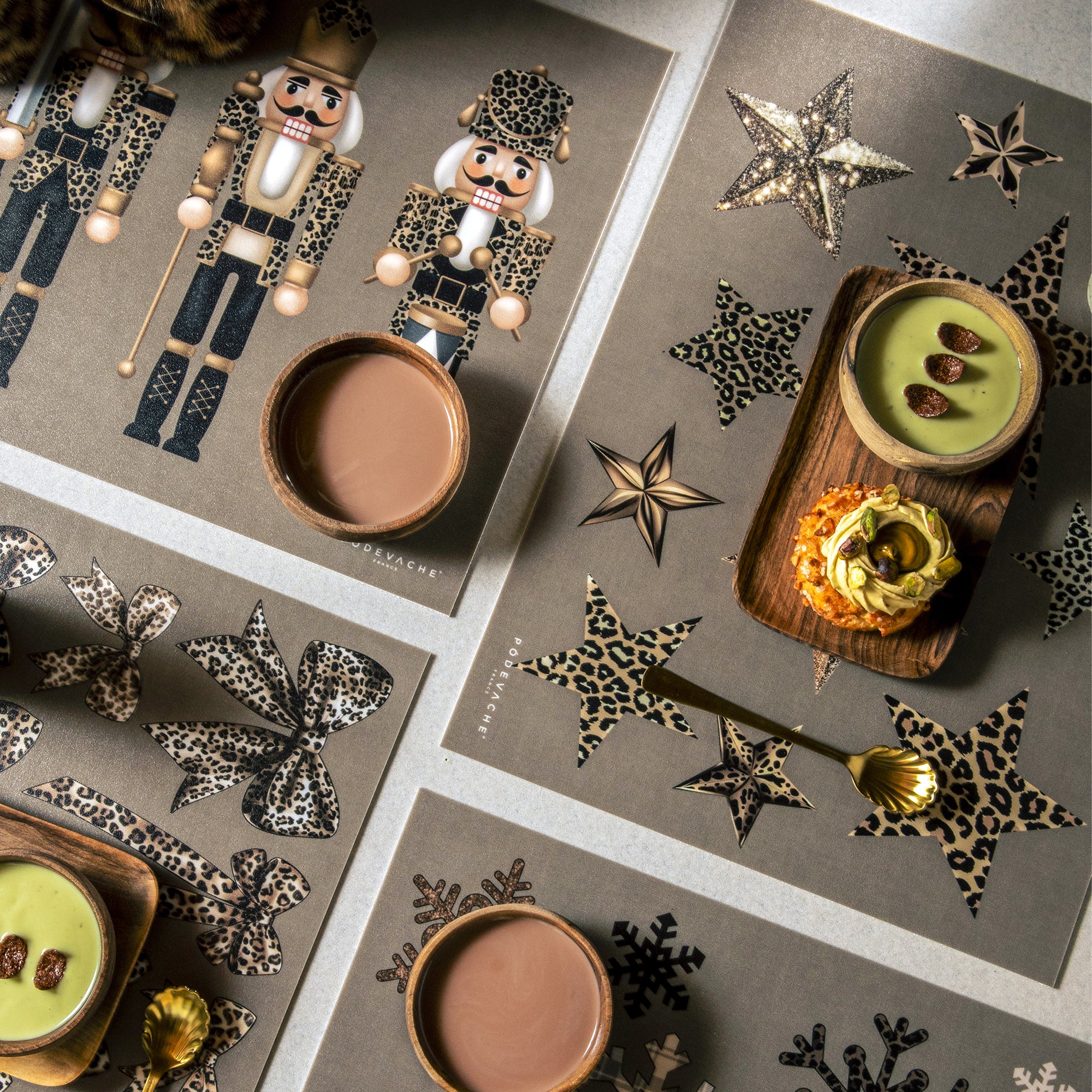 Set De Table Vinyle Noël Kraft Étoiles Léopard