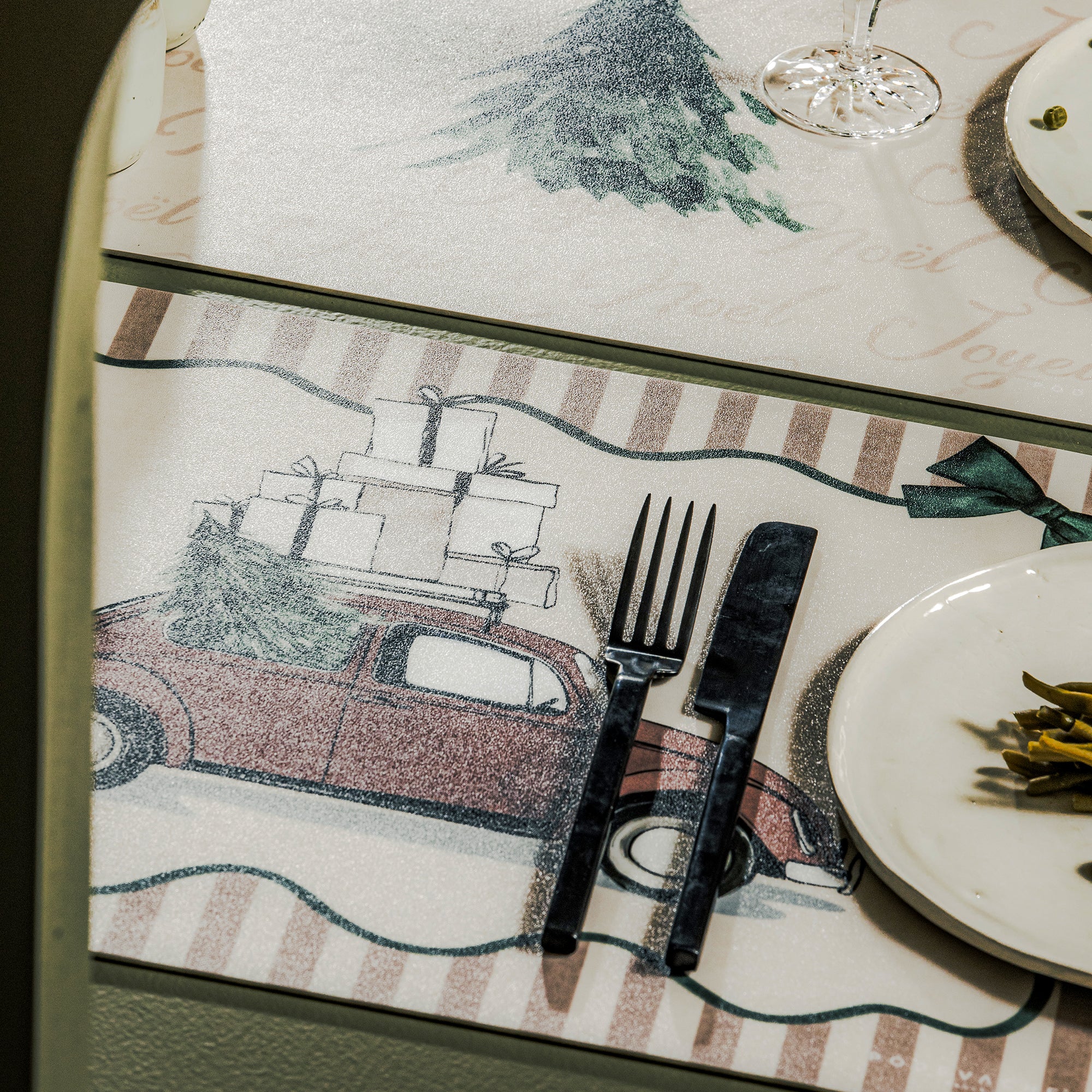 Set De Table Vinyle Noël Beige Voiture