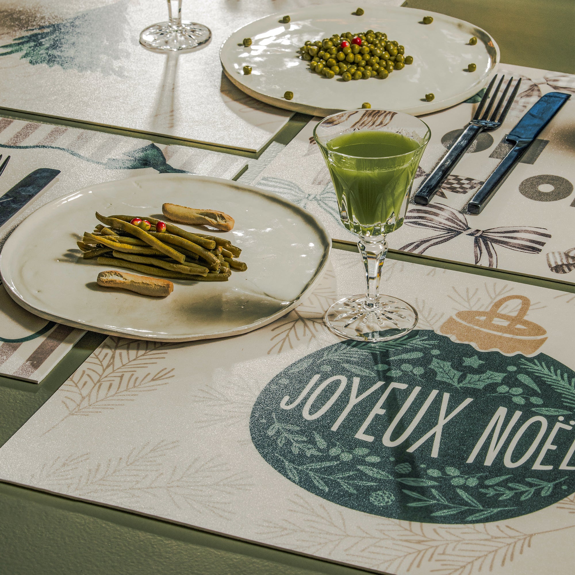 Set De Table Vinyle Noël Beige Boule