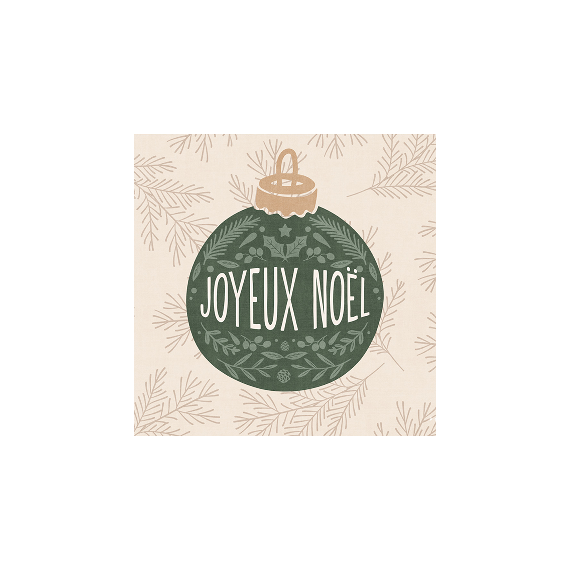 Lot De 6 Dessous De Verre Vinyle Noël Beige Boule