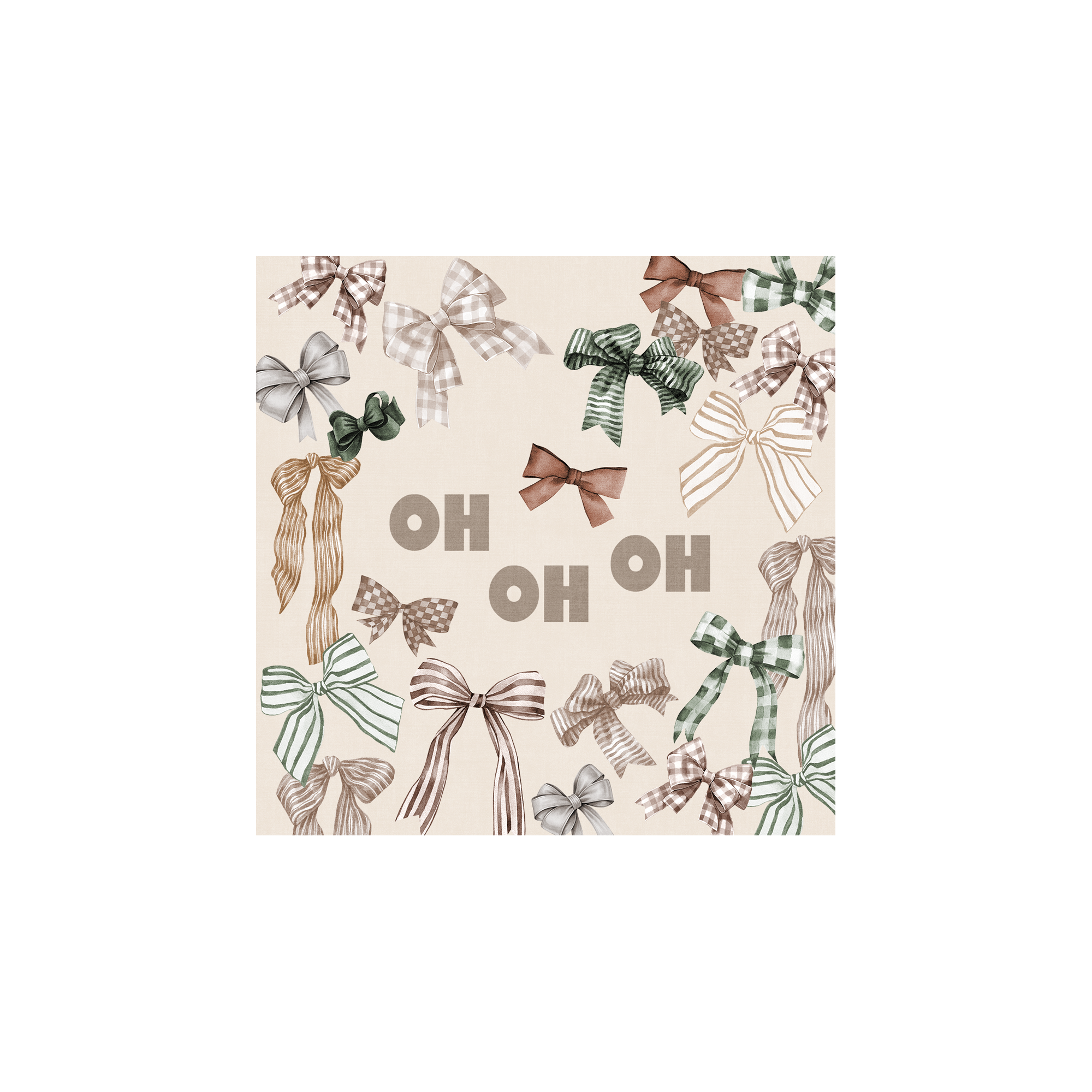 Lot De 6 Dessous De Verre Vinyle Noël Beige Oh Oh Oh