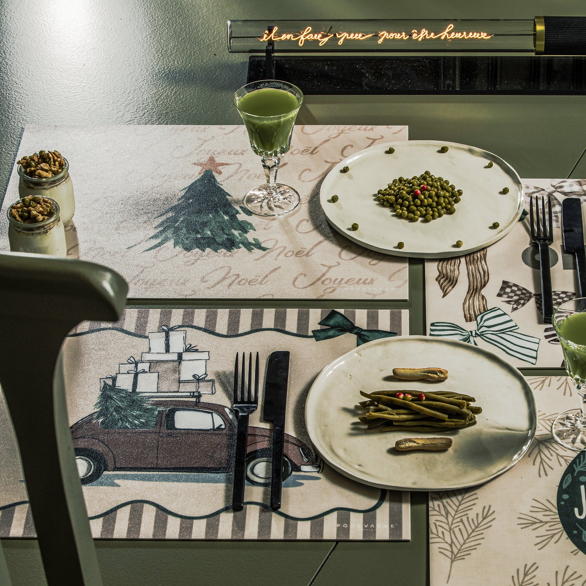 Set De Table Vinyle Noël Beige Xmas Tree