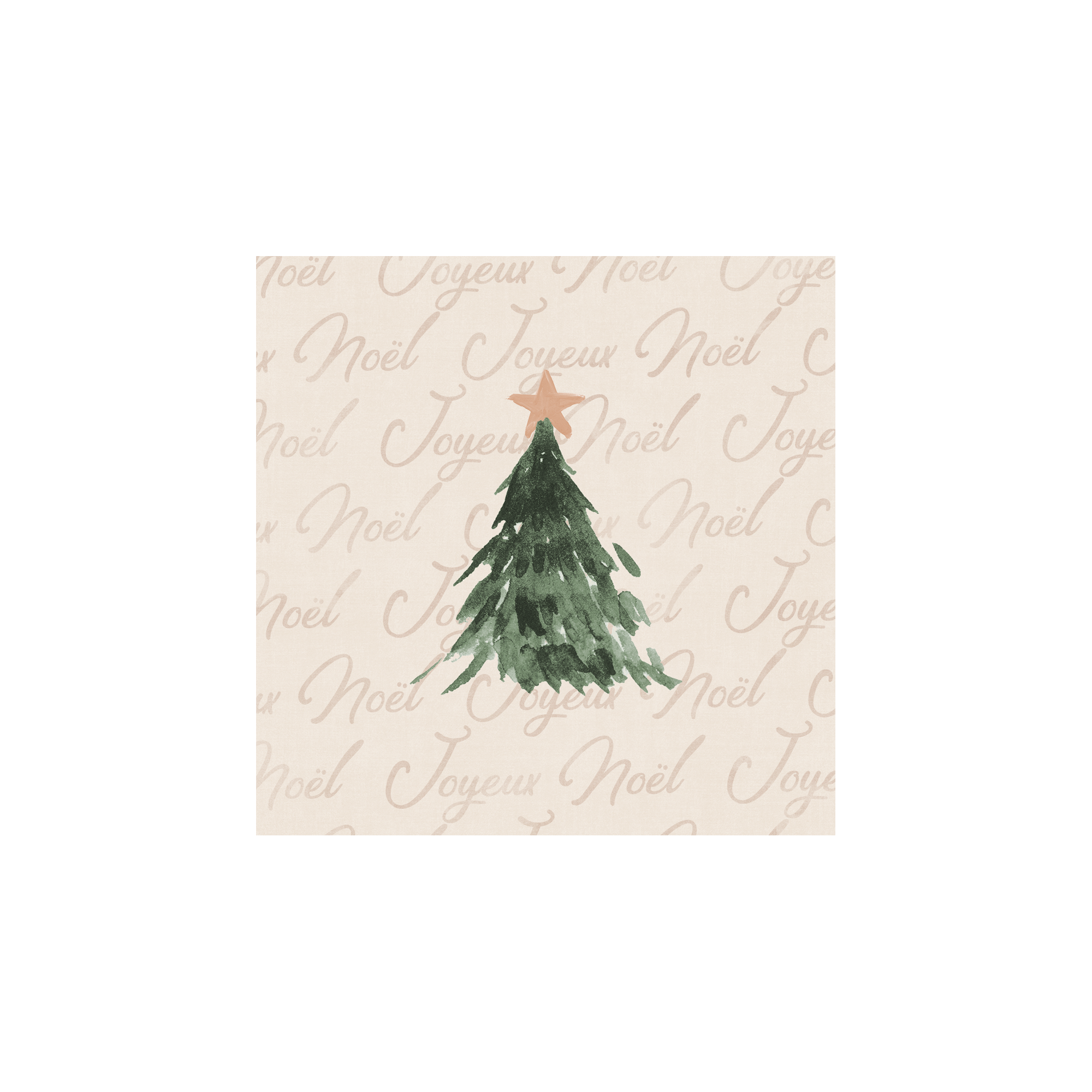 Lot De 6 Dessous De Verre Vinyle Noël Beige Xmas Tree
