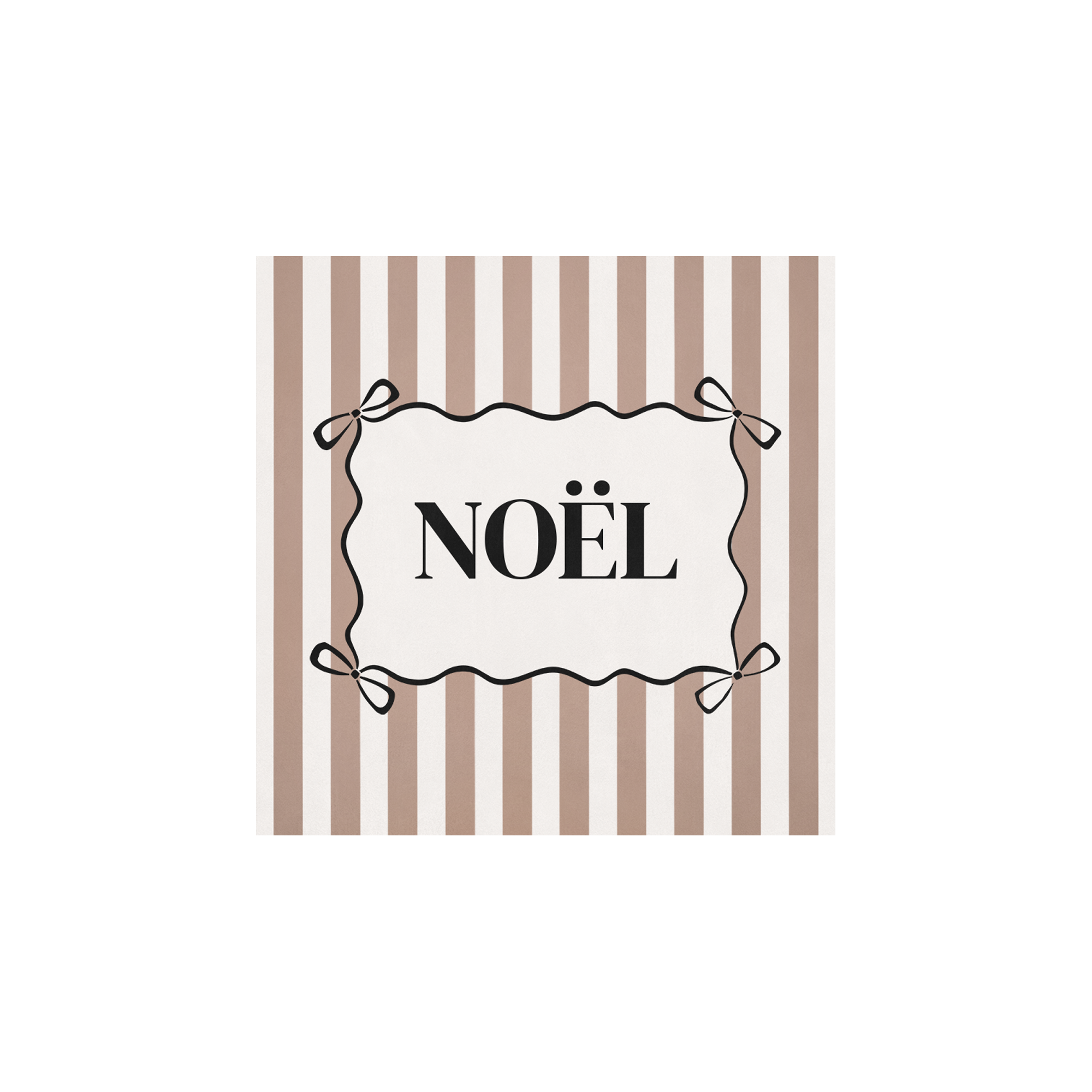 Lot De 6 Dessous De Verre Vinyle Noël Beige Rayures