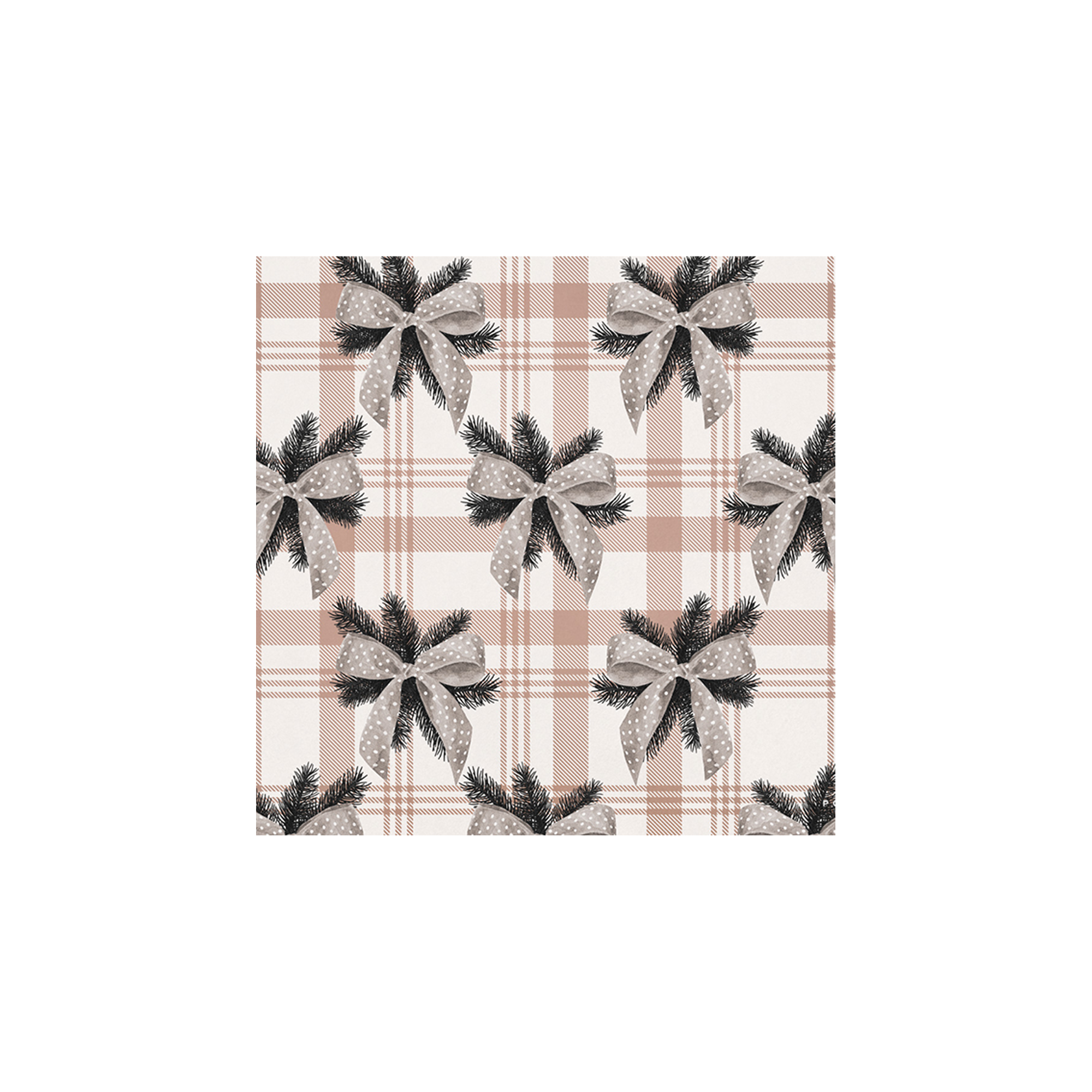 Lot De 6 Dessous De Verre Vinyle Noël Beige Noeuds